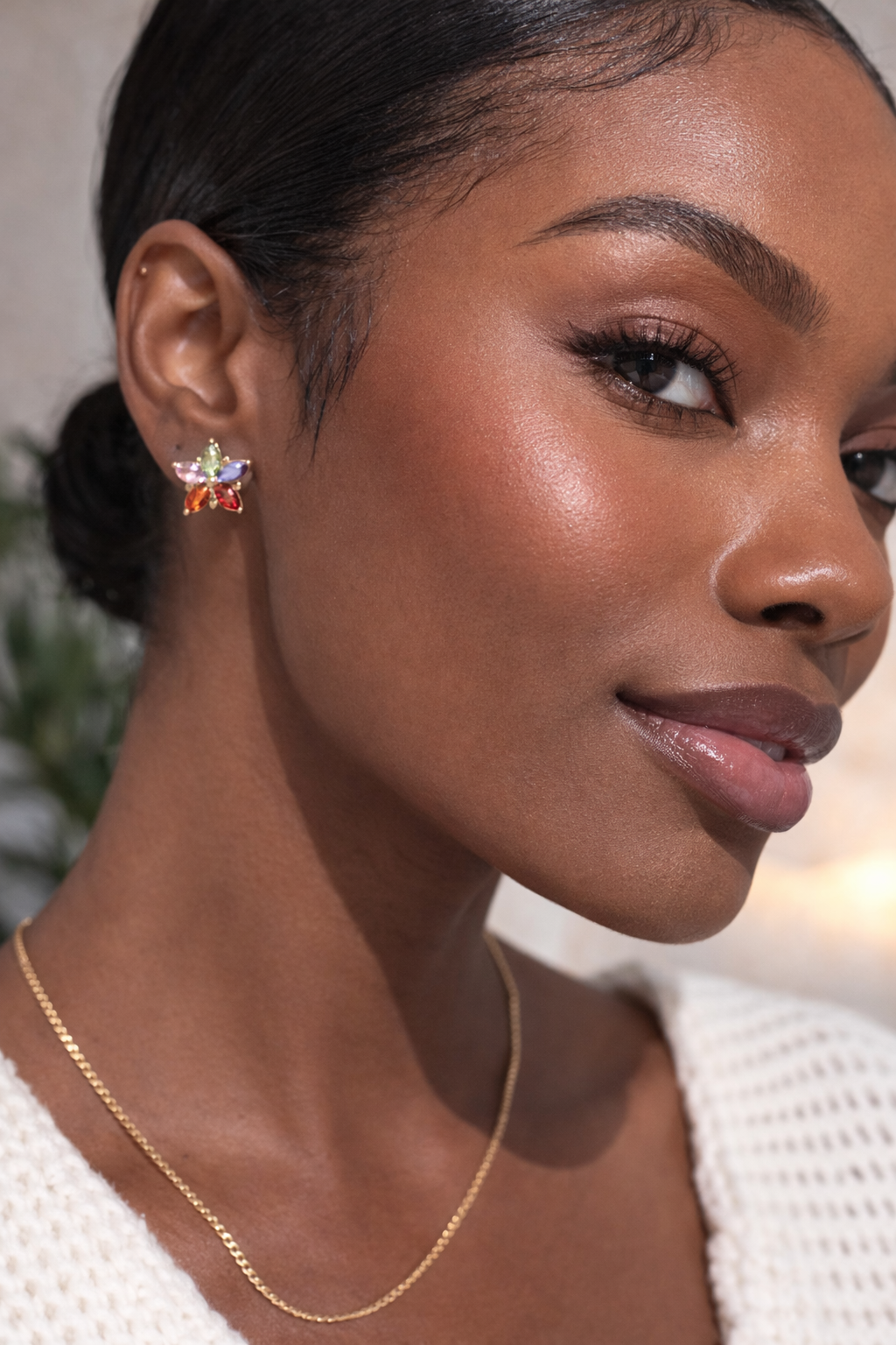 Crystal Flower Stud Earrings