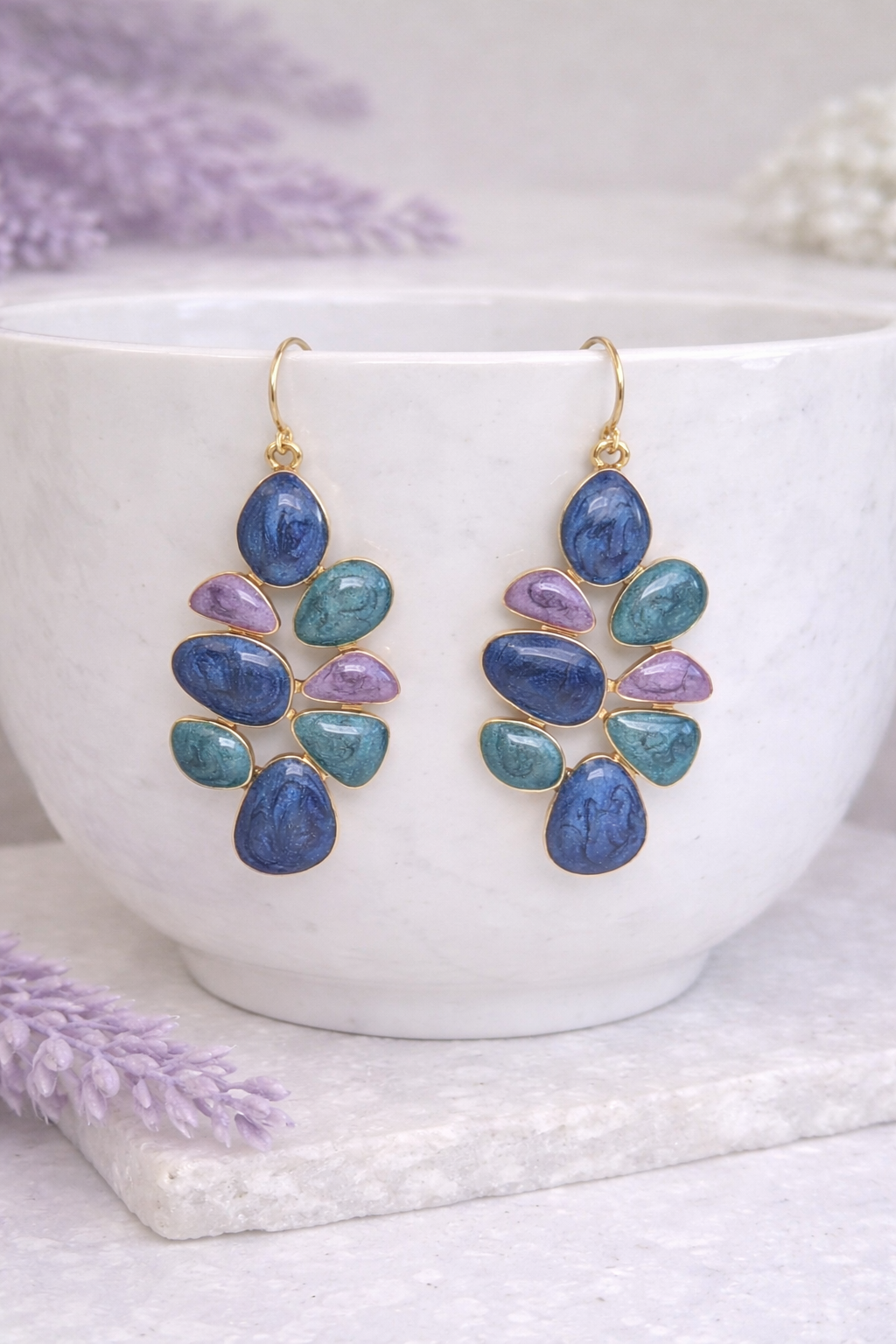 Marble Mosaic Dangle Earrings