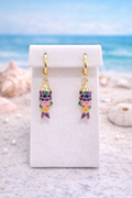 Enamel Koi Fish Huggie Hoop Drop Earrings