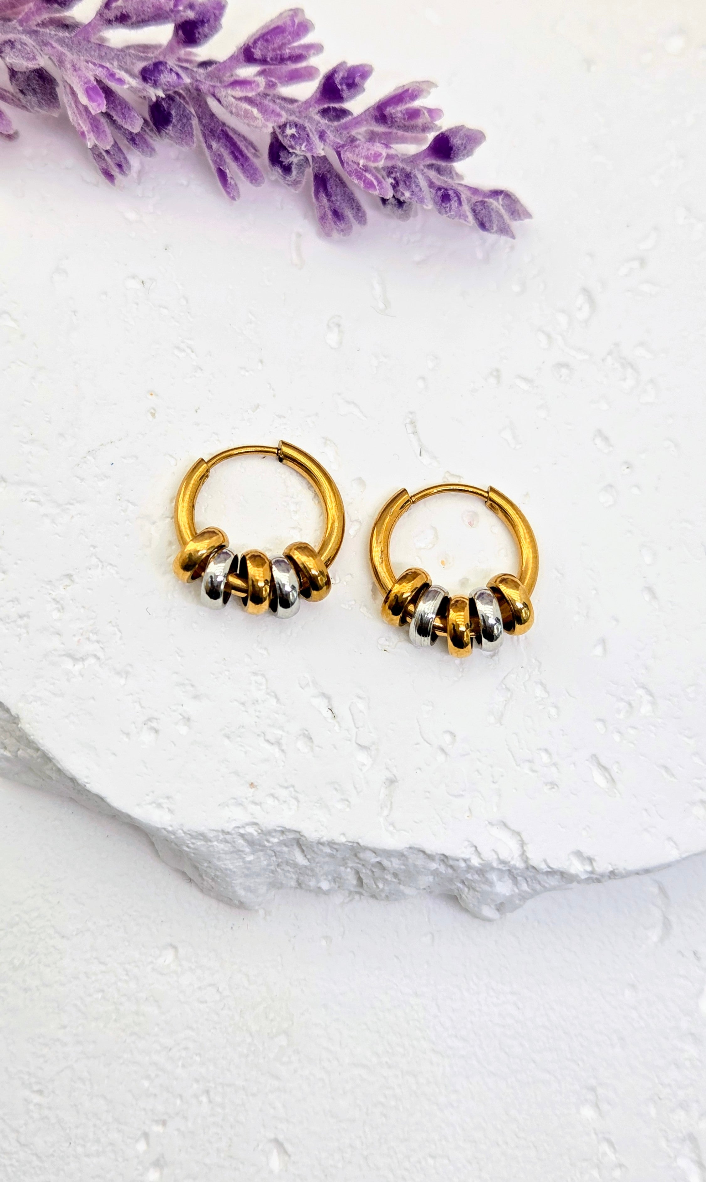 Mixed Metal Bead Hoops