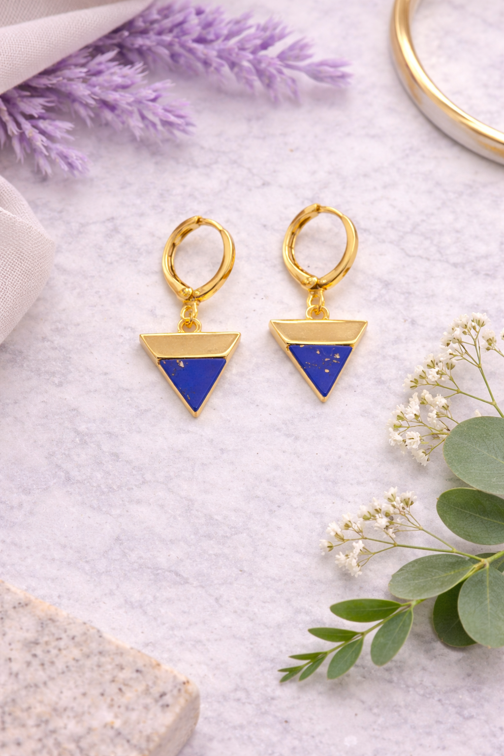 Gold Triangle Huggie Earrings -  Multiple Colors