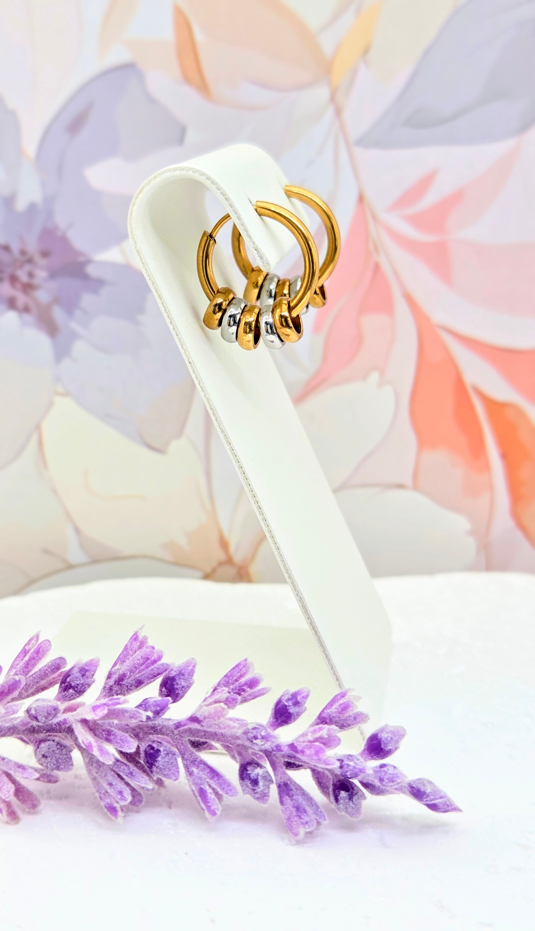 Mixed Metal Bead Hoops