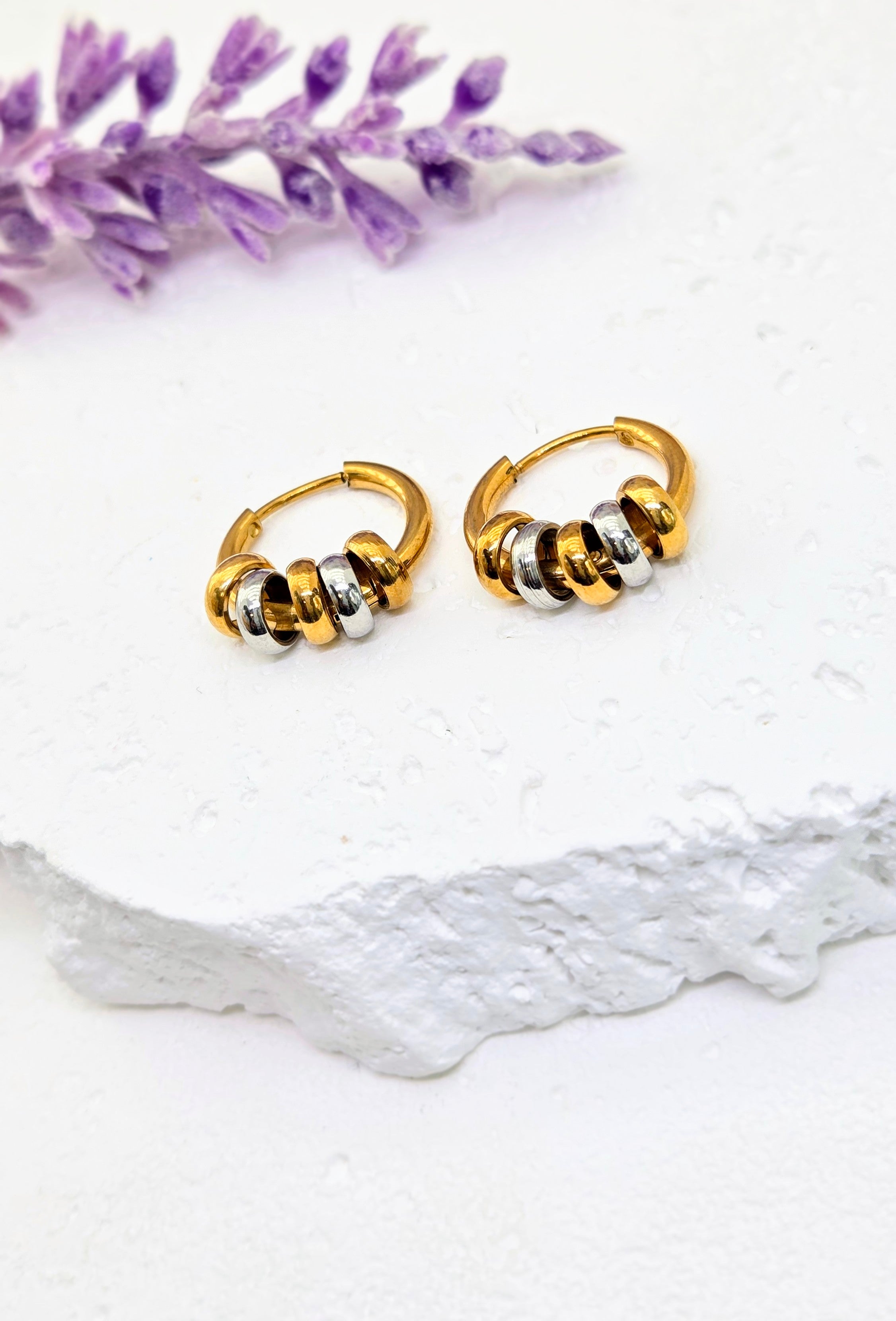 Mixed Metal Bead Hoops