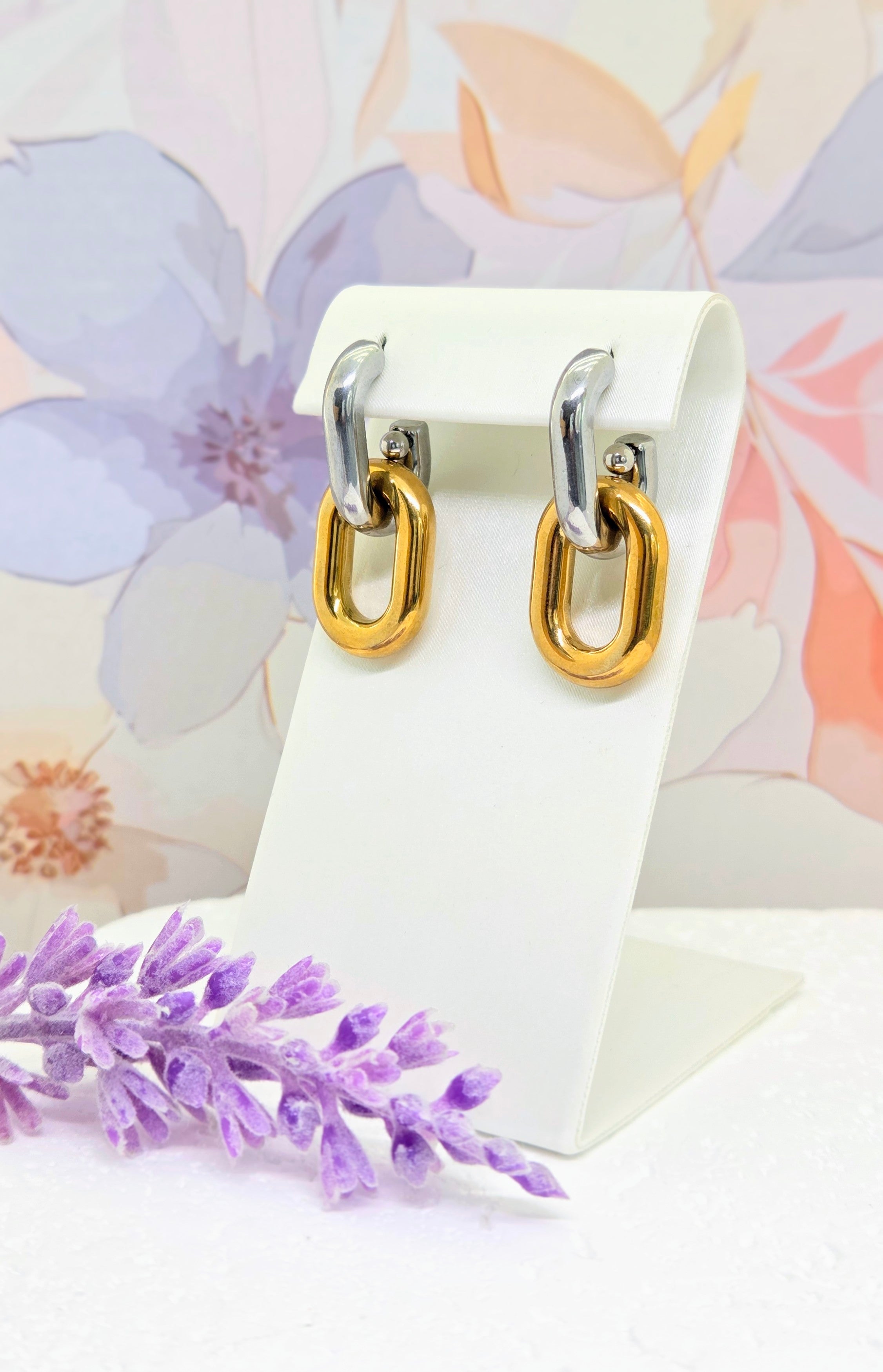 Mixed Metal Link Drop Earrings