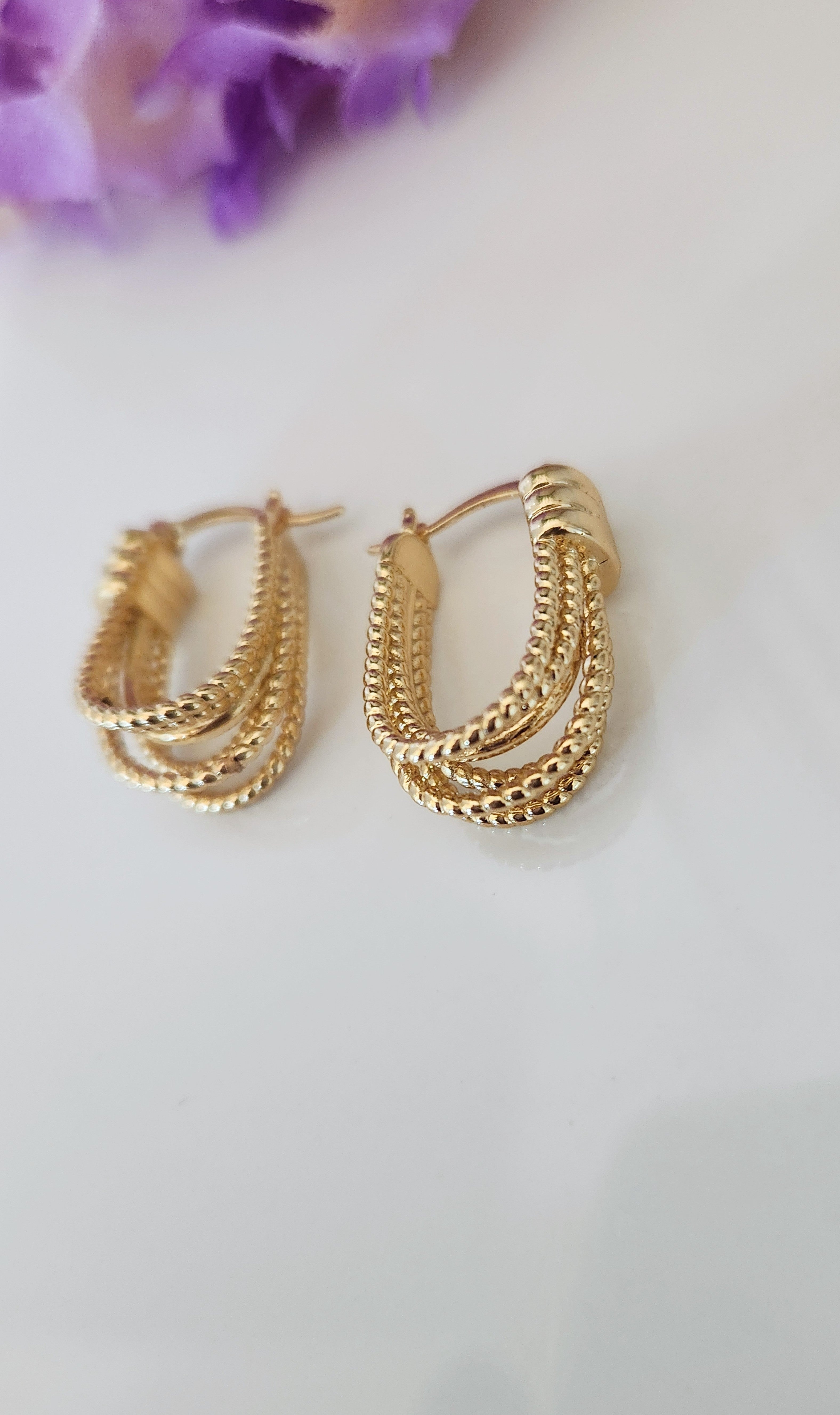 Rope Twist Oval Hoop Earrings