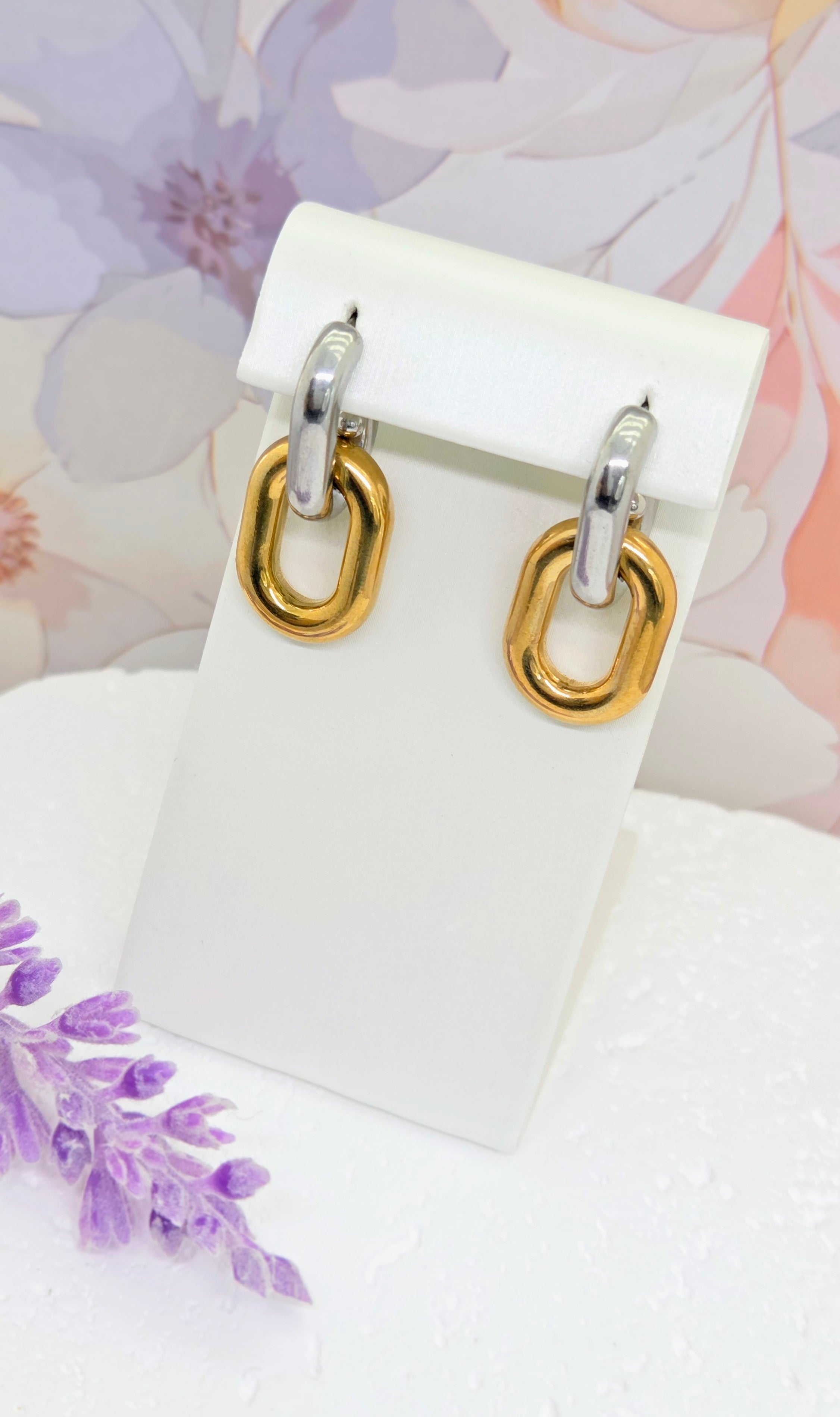 Mixed Metal Link Drop Earrings