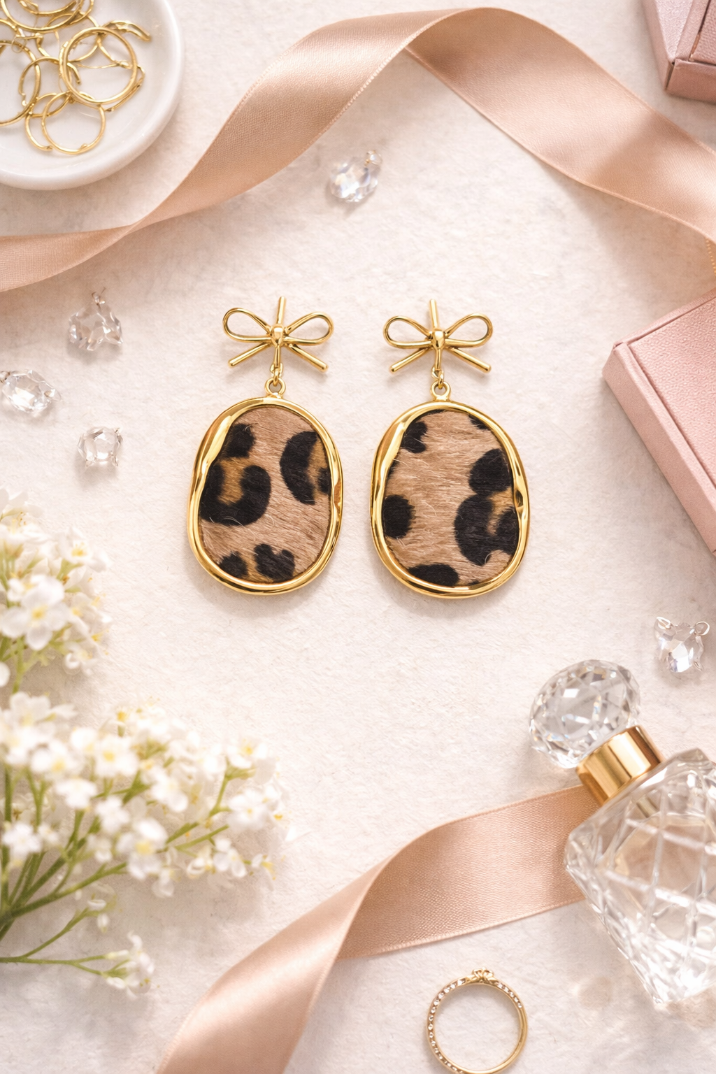Leopard Print Bow Earrings