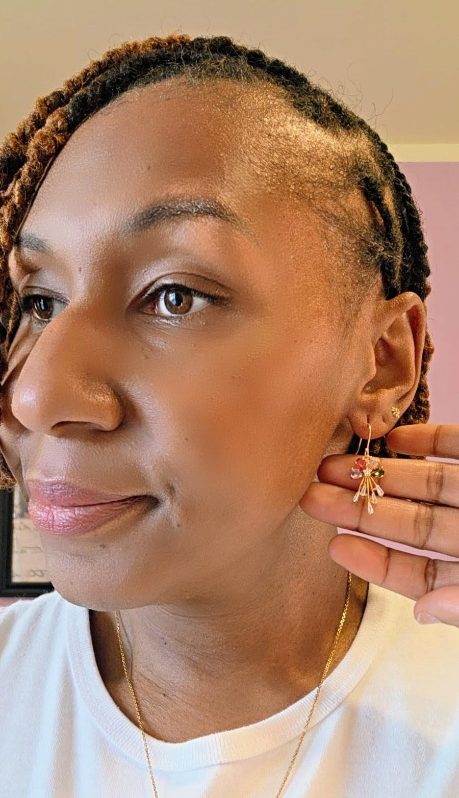 Multicolor Crystal Floral Drop Earrings