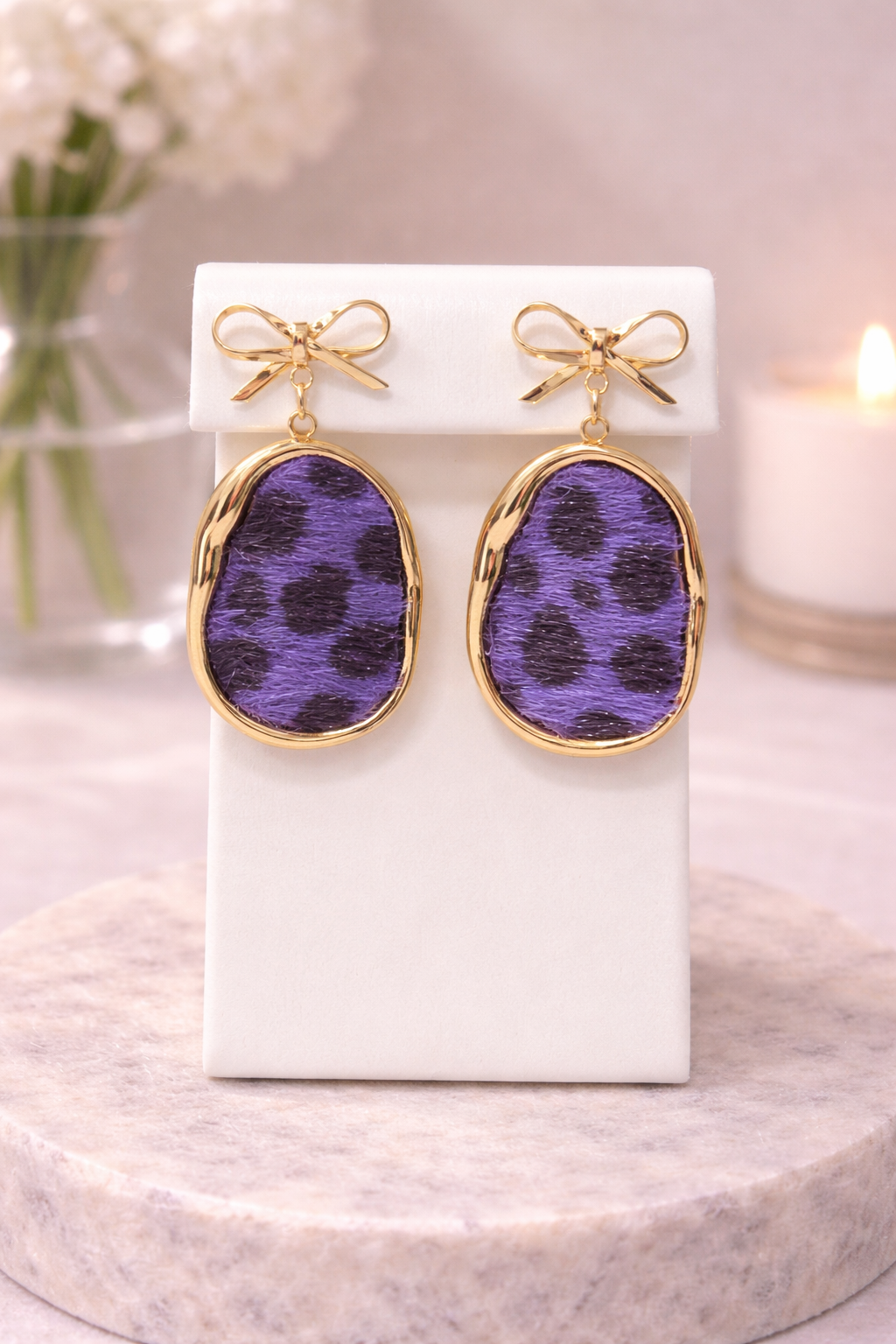 Leopard Print Bow Earrings
