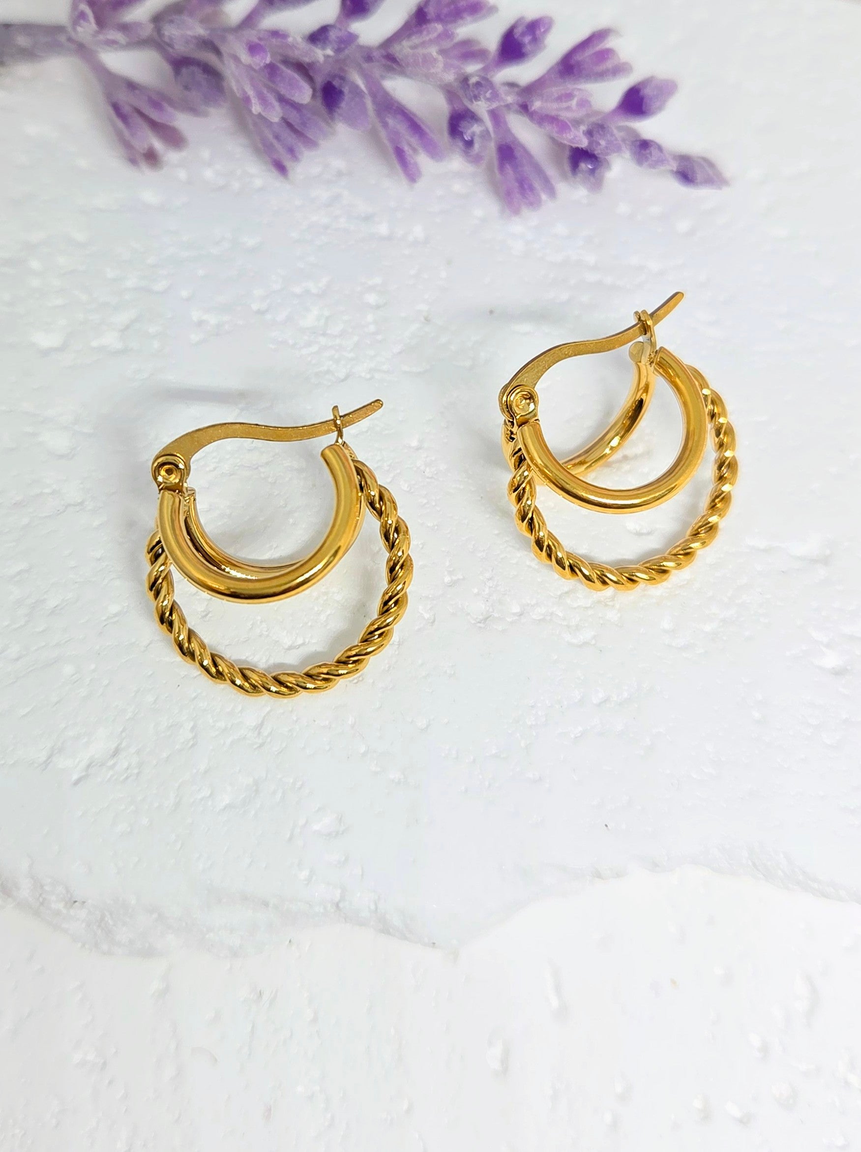 Twisted Triple Hoop Earrings