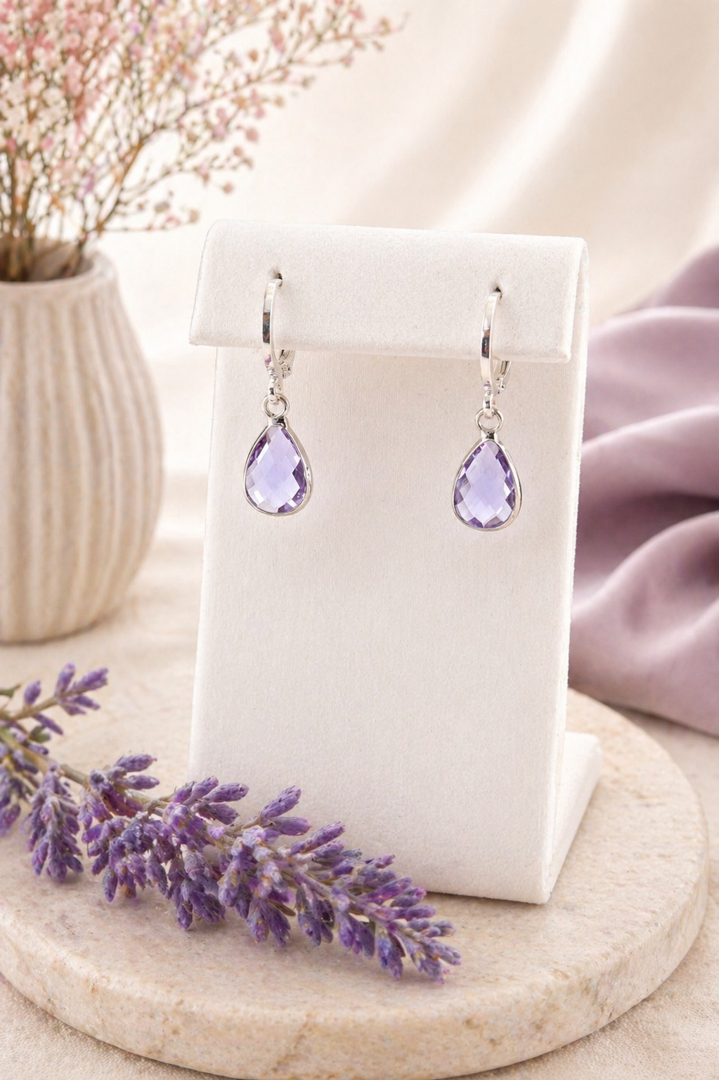 Birthstone Sterling Silver Earrings: Choose Month