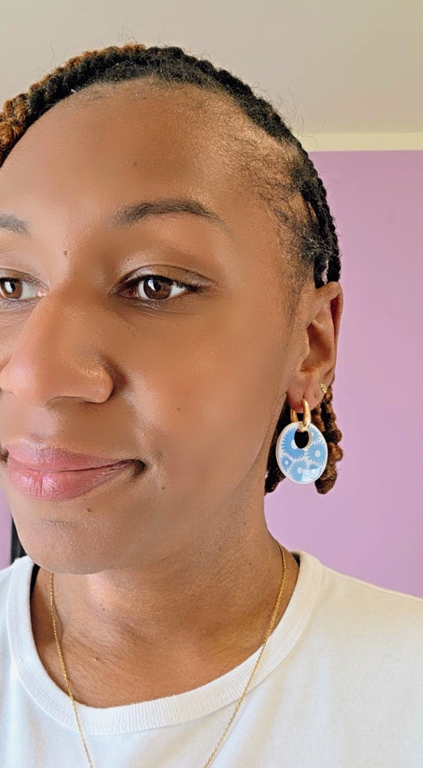 Blue Flower Power Earrings- 2 in 1 Removable Pendant