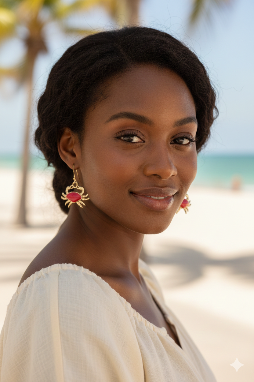 Red Crab Drop Earrings