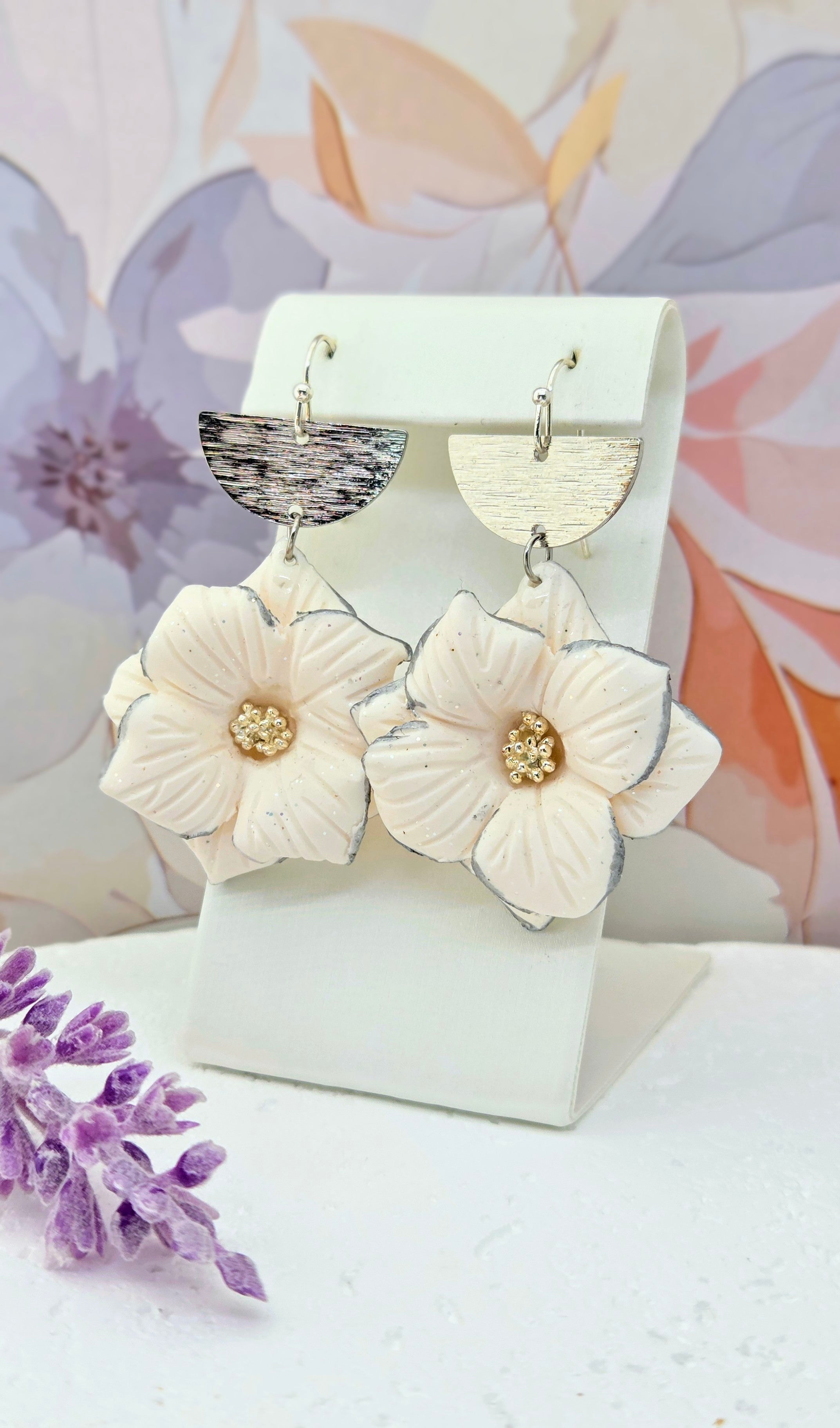 Statement Floral Drop Earrings- Multiple Colors