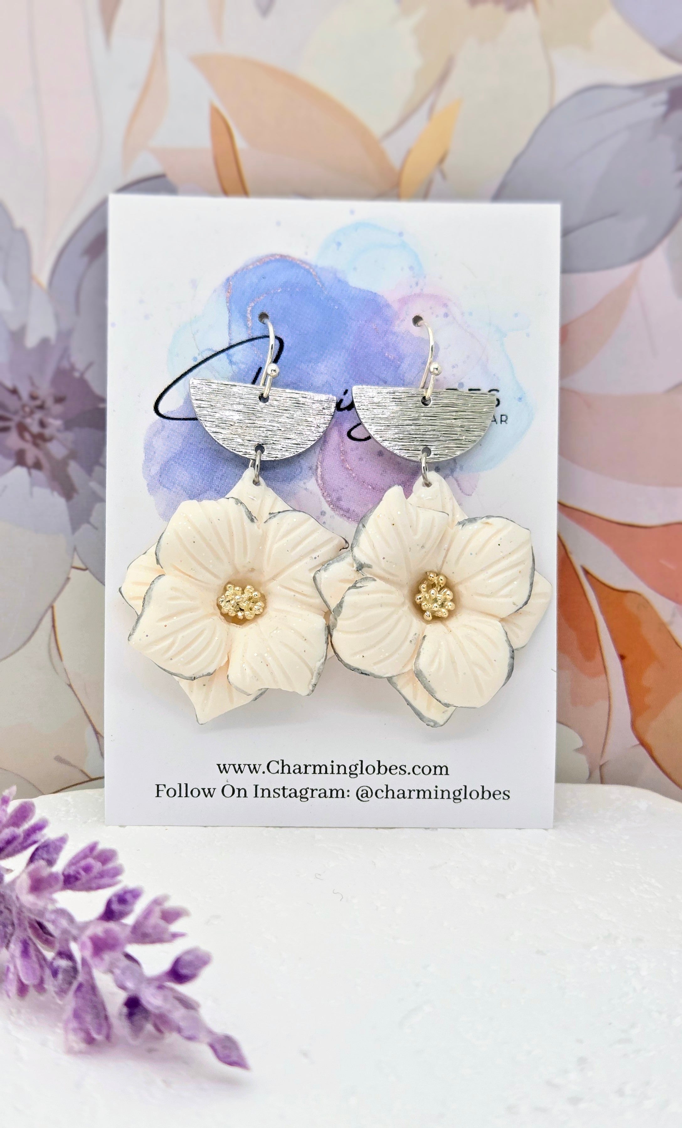 Statement Floral Drop Earrings- Multiple Colors