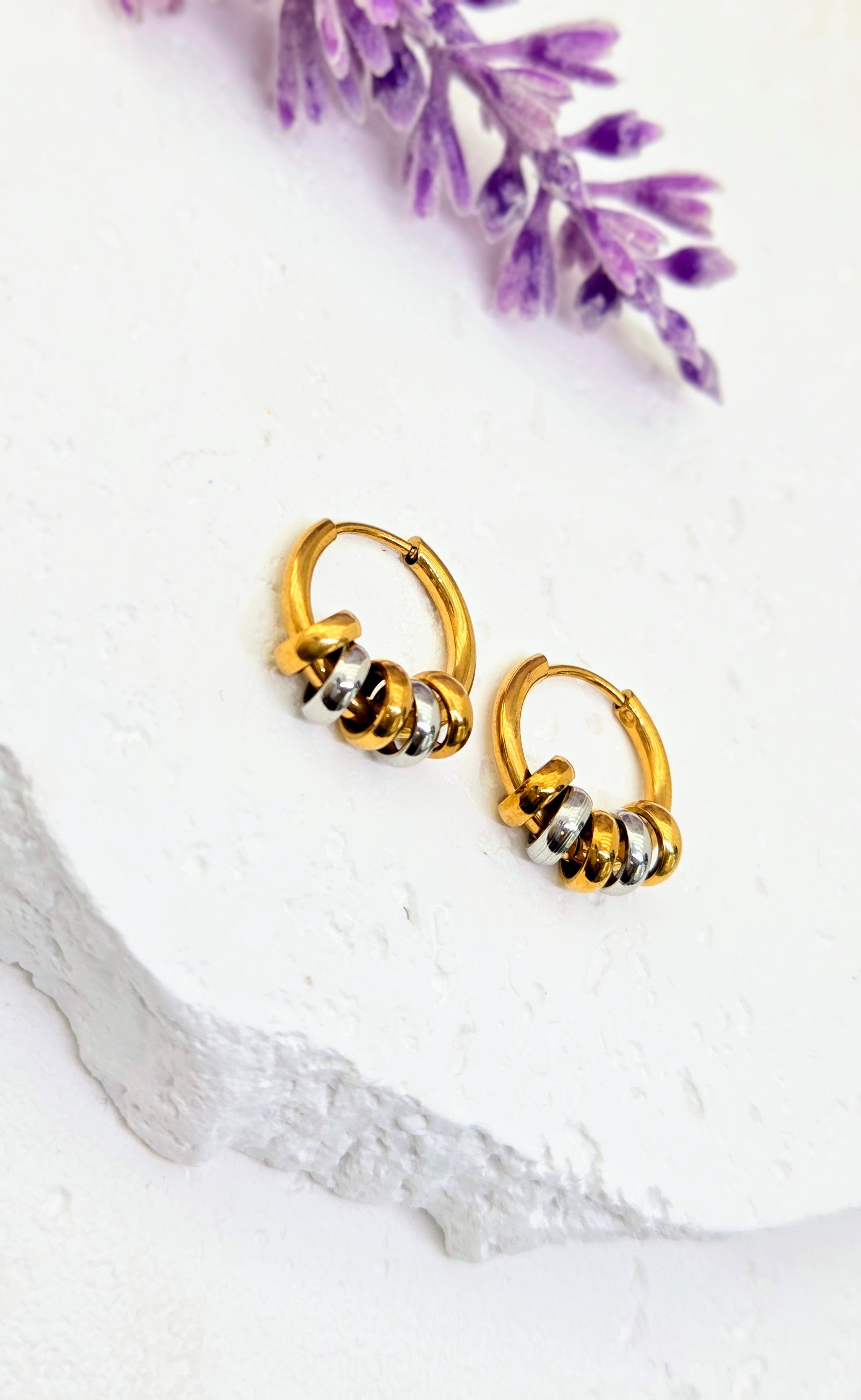 Mixed Metal Bead Hoops