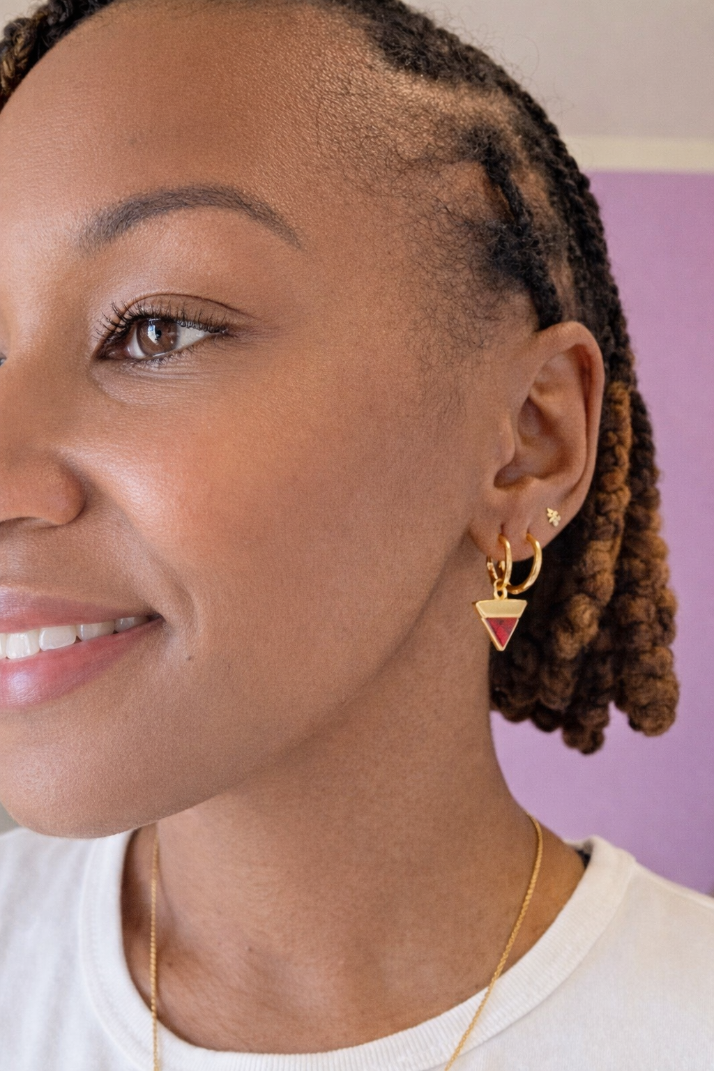 Gold Triangle Huggie Earrings -  Multiple Colors