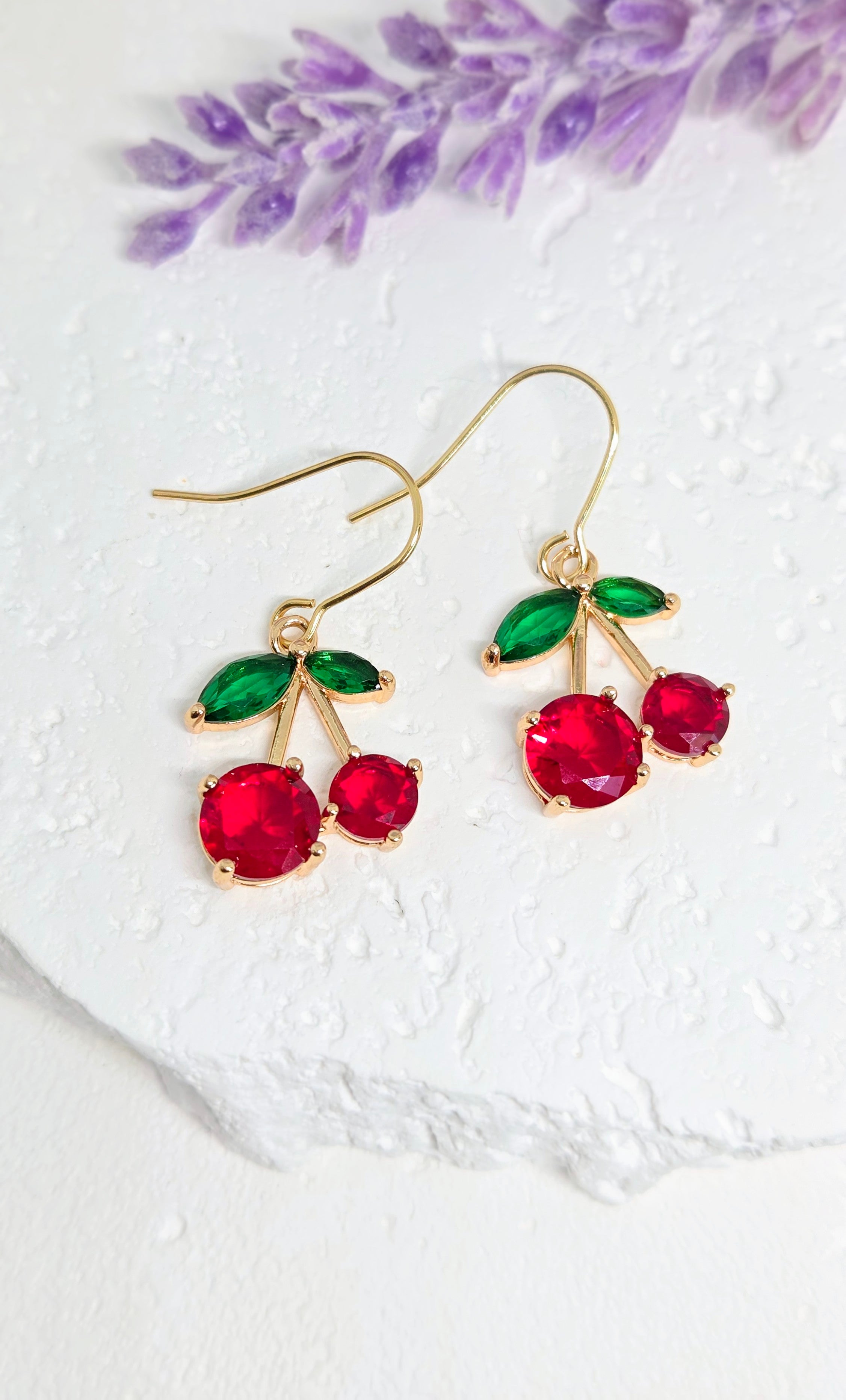 Cherry Crystal Drop Earrings