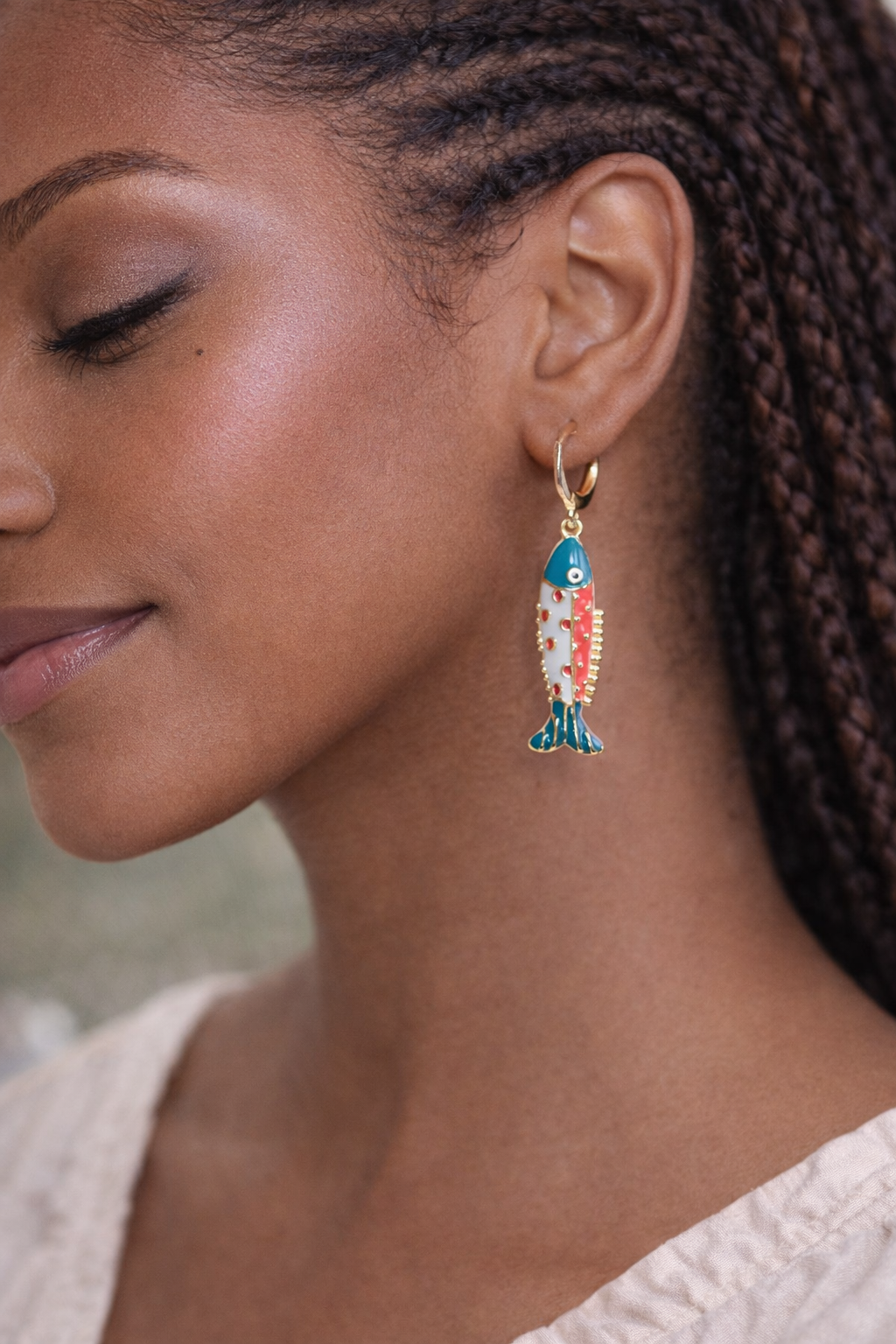 Mediterranean Sardine Huggie Earrings