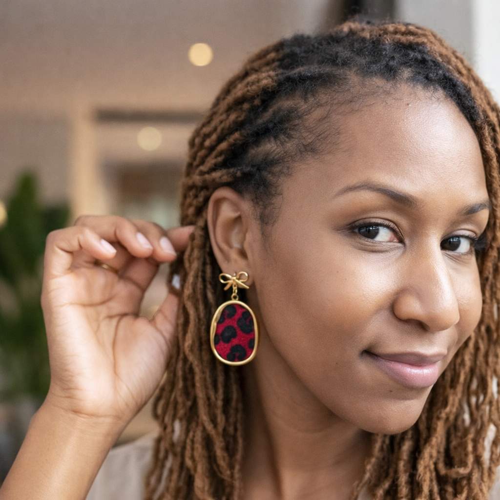 Leopard Print Bow Earrings