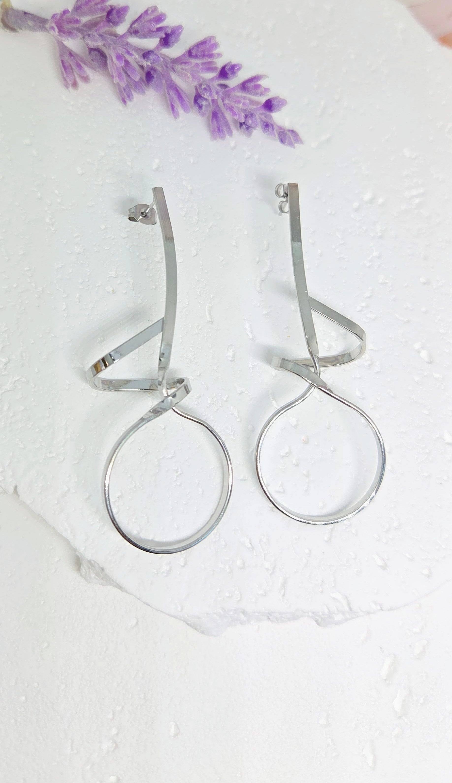 Modern Loop Drop Earrings-18k Gold or Silver Stainless Steel