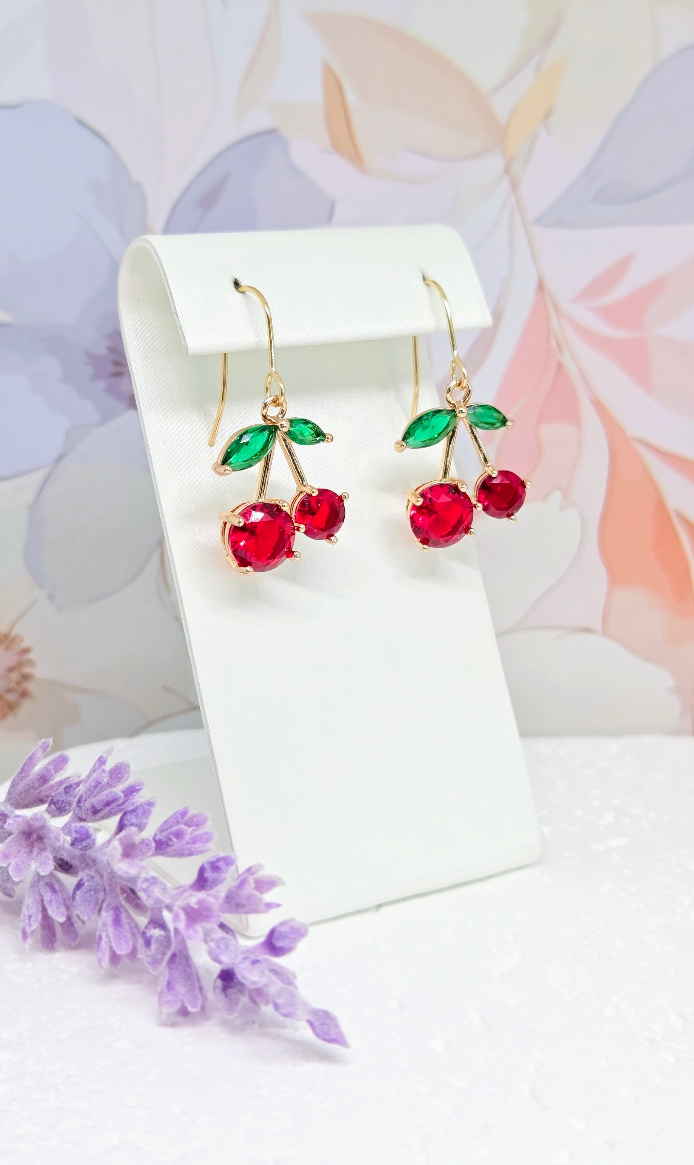 Cherry Crystal Drop Earrings