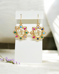 Gold Multicolor Crystal Drop Earrings