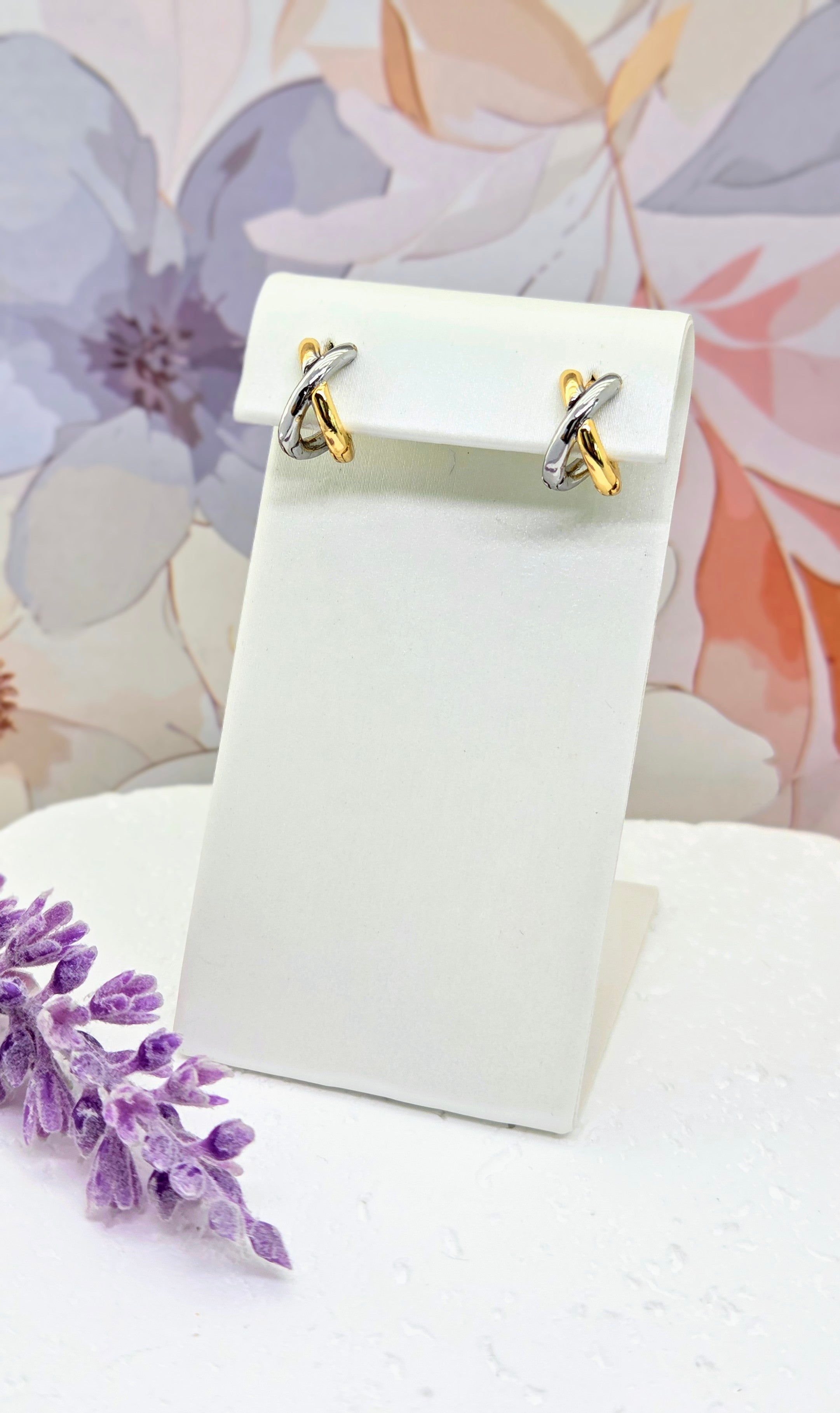 Mixed Metal Knot Huggies