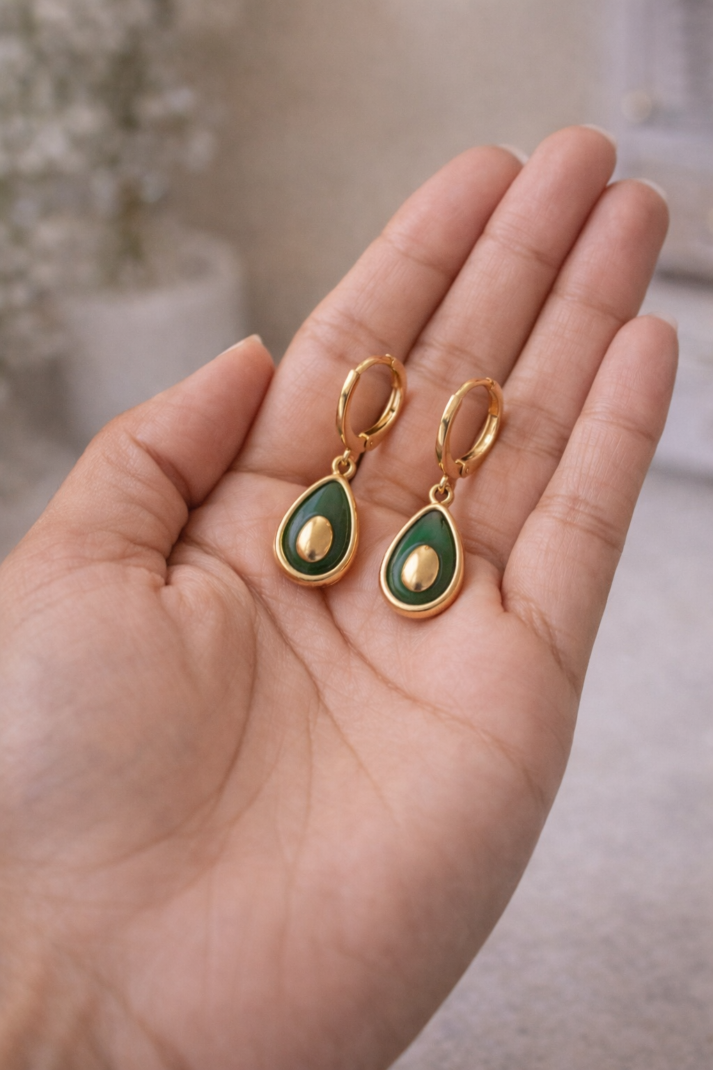 Avocado Huggie Earrings