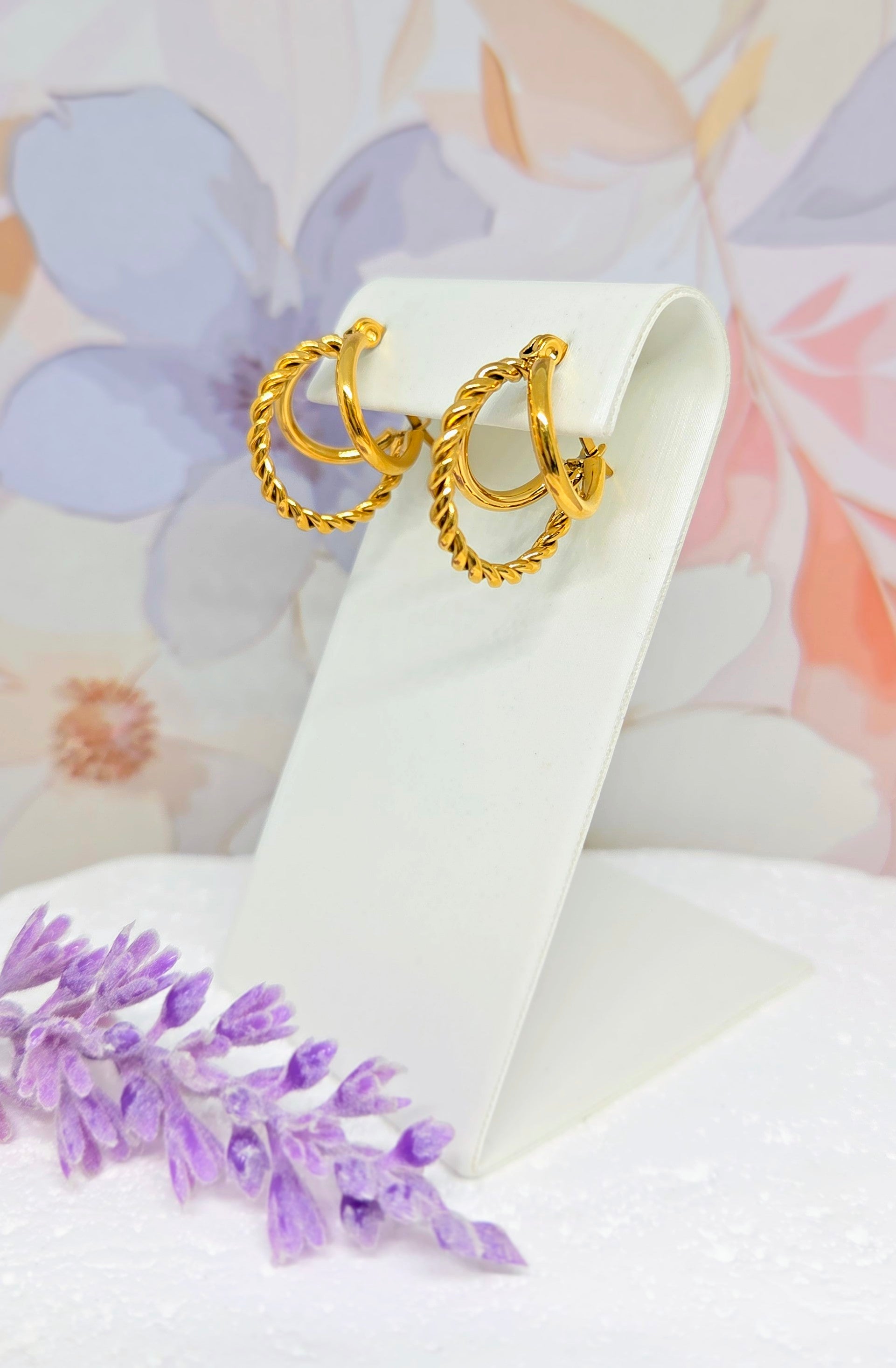 Twisted Triple Hoop Earrings
