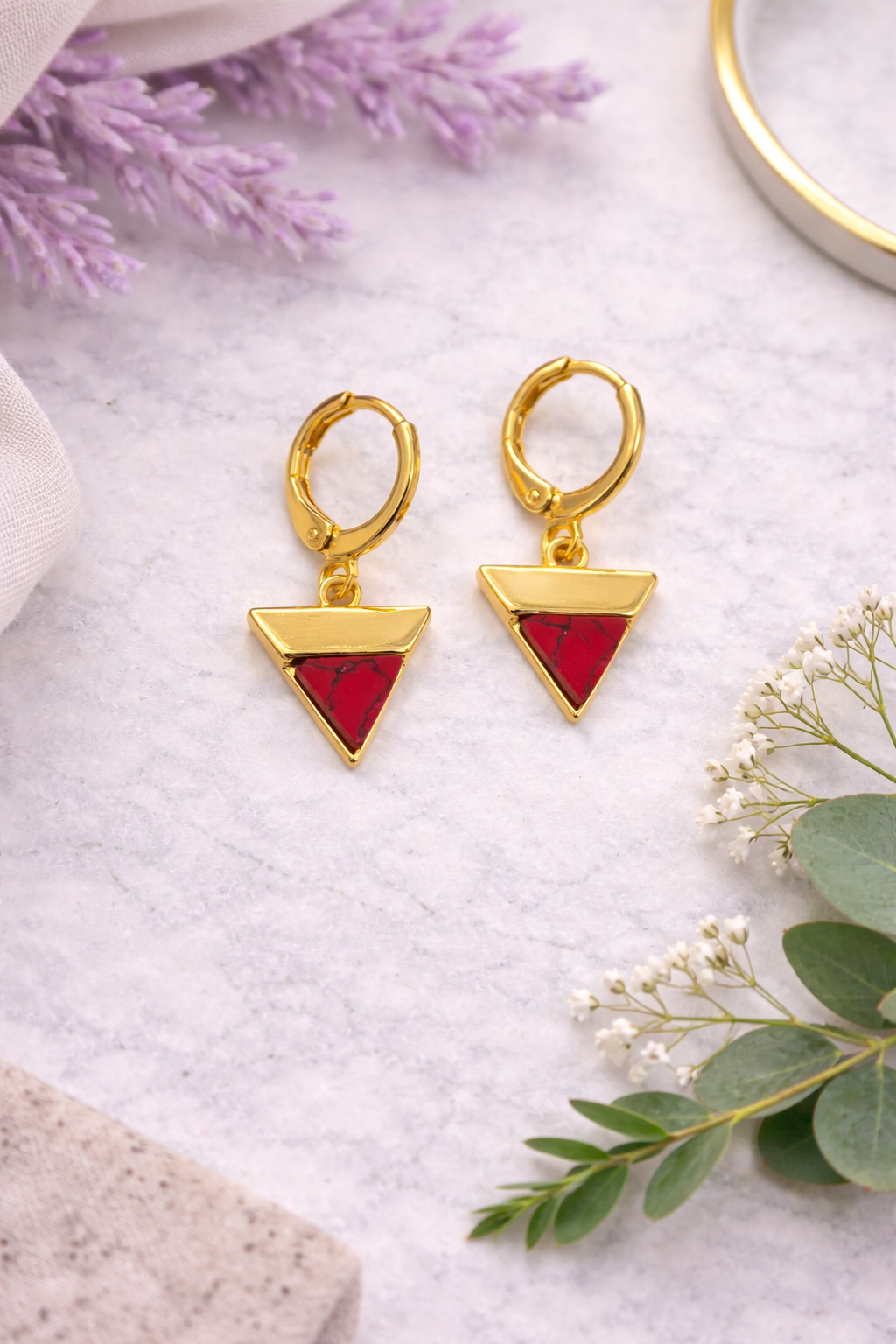 Gold Triangle Huggie Earrings -  Multiple Colors