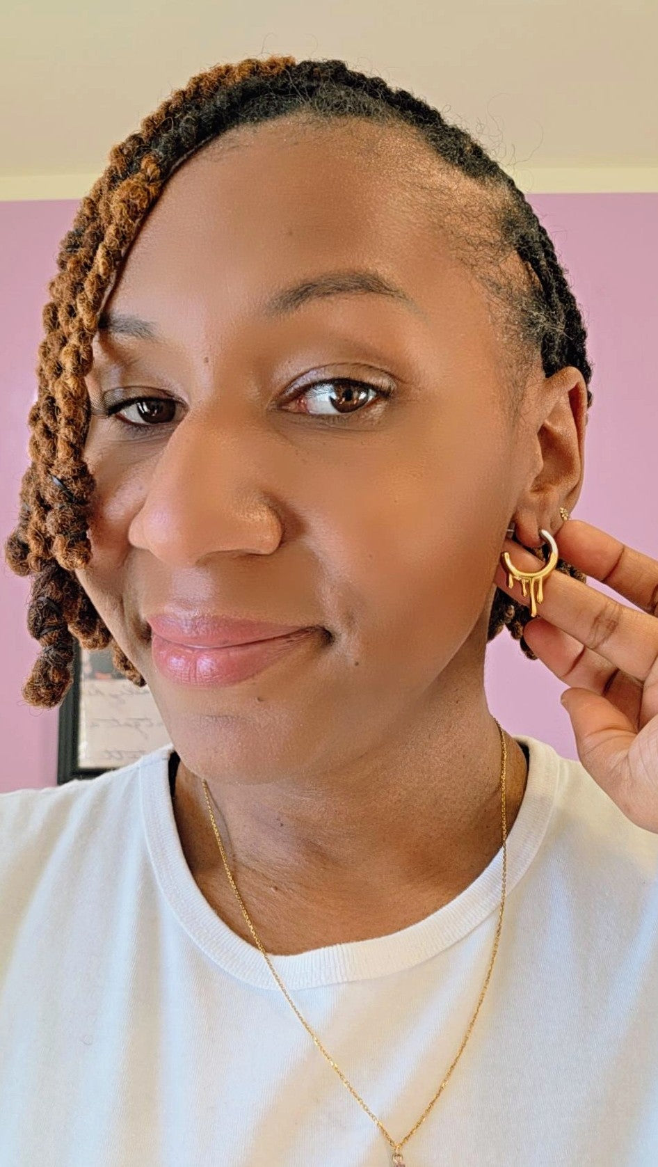 Mixed Metal Drip Hoop Earrings
