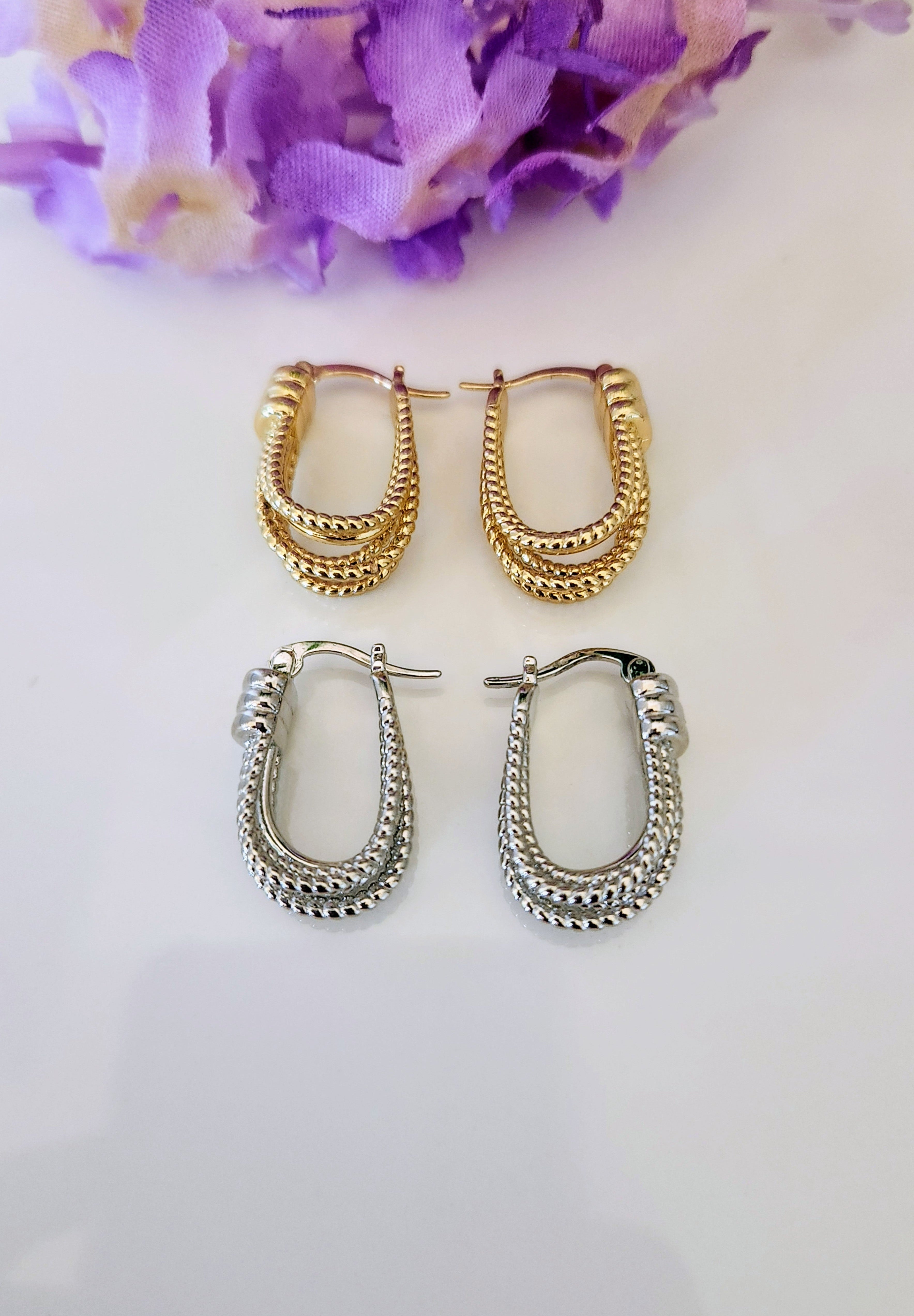 Rope Twist Oval Hoop Earrings