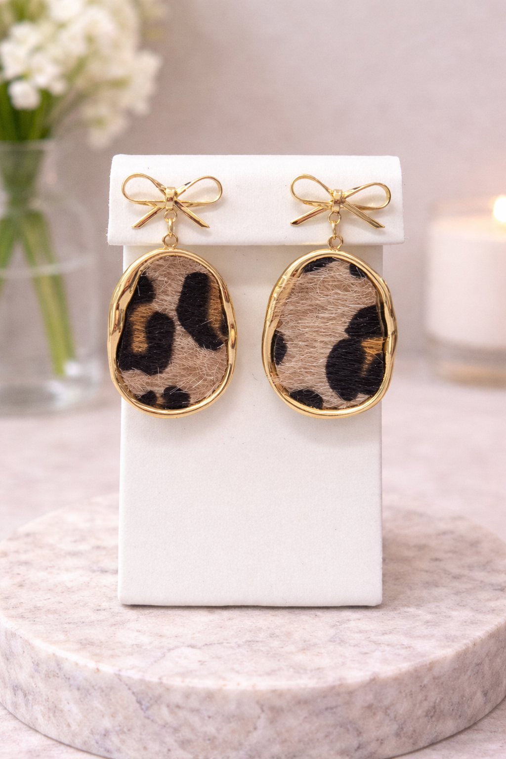 Leopard Print Bow Earrings