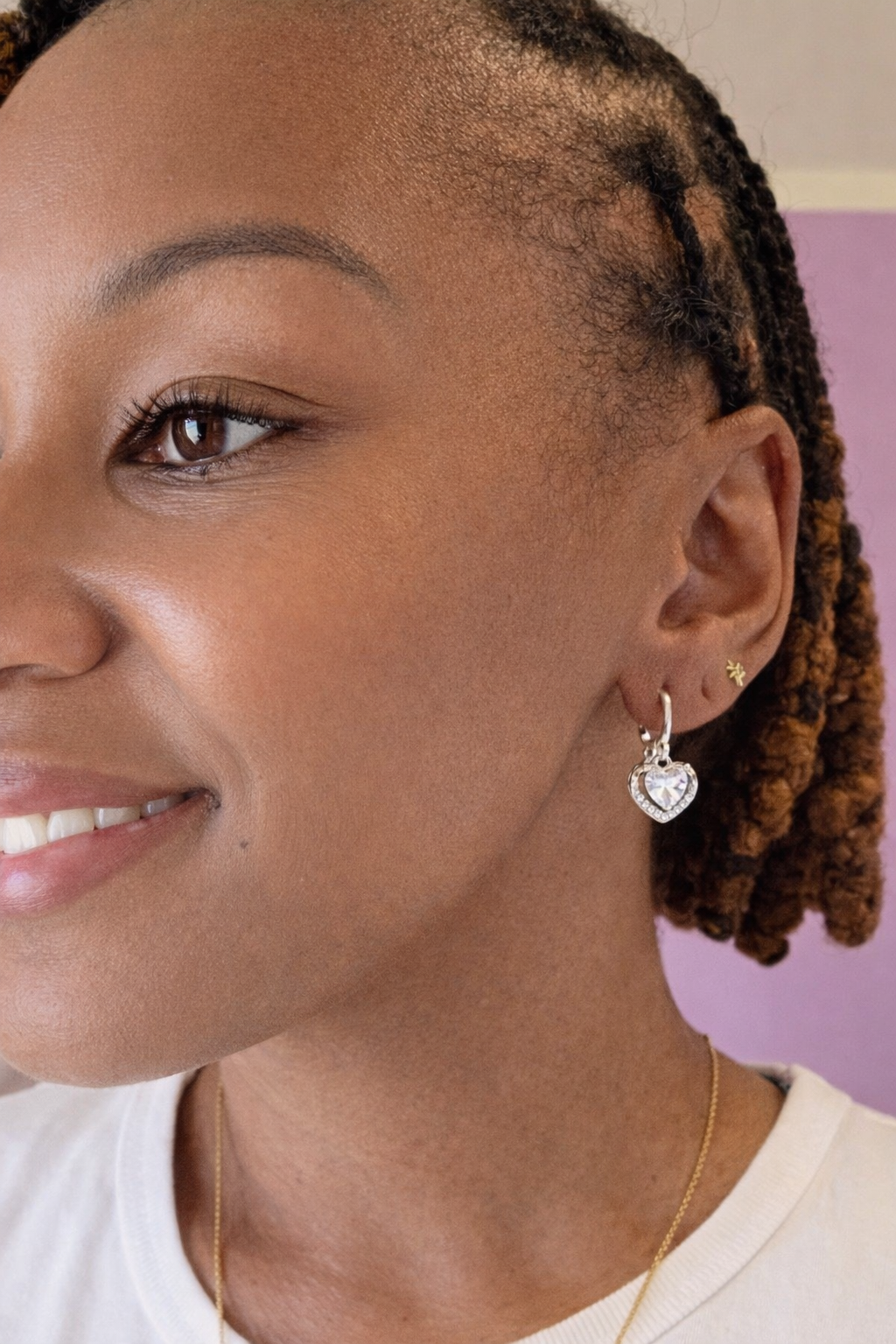 Silver Heart Crystal Earrings