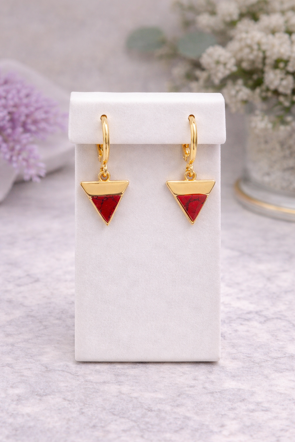 Gold Triangle Huggie Earrings -  Multiple Colors