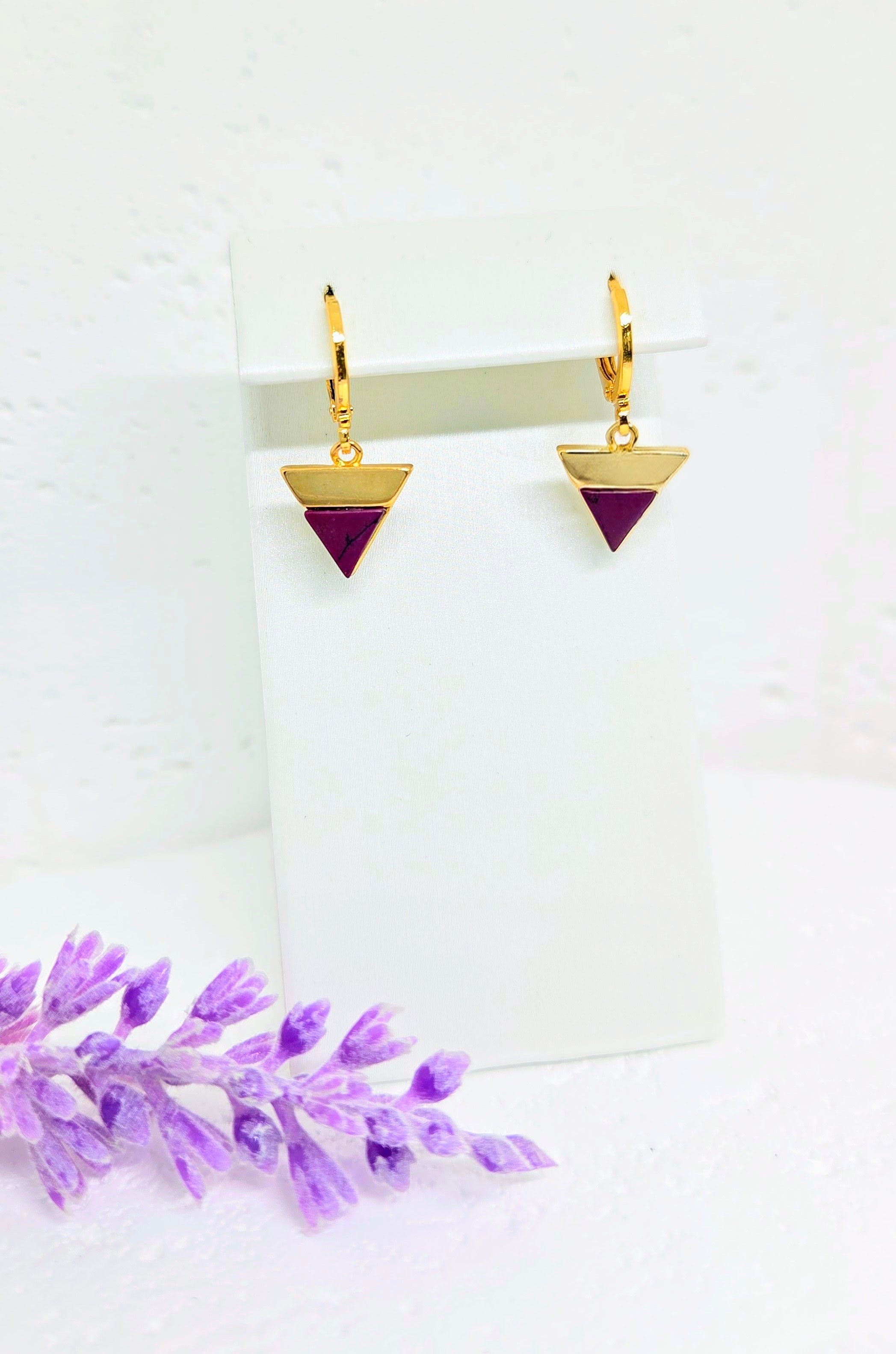 Gold Triangle Huggie Earrings -  Multiple Colors
