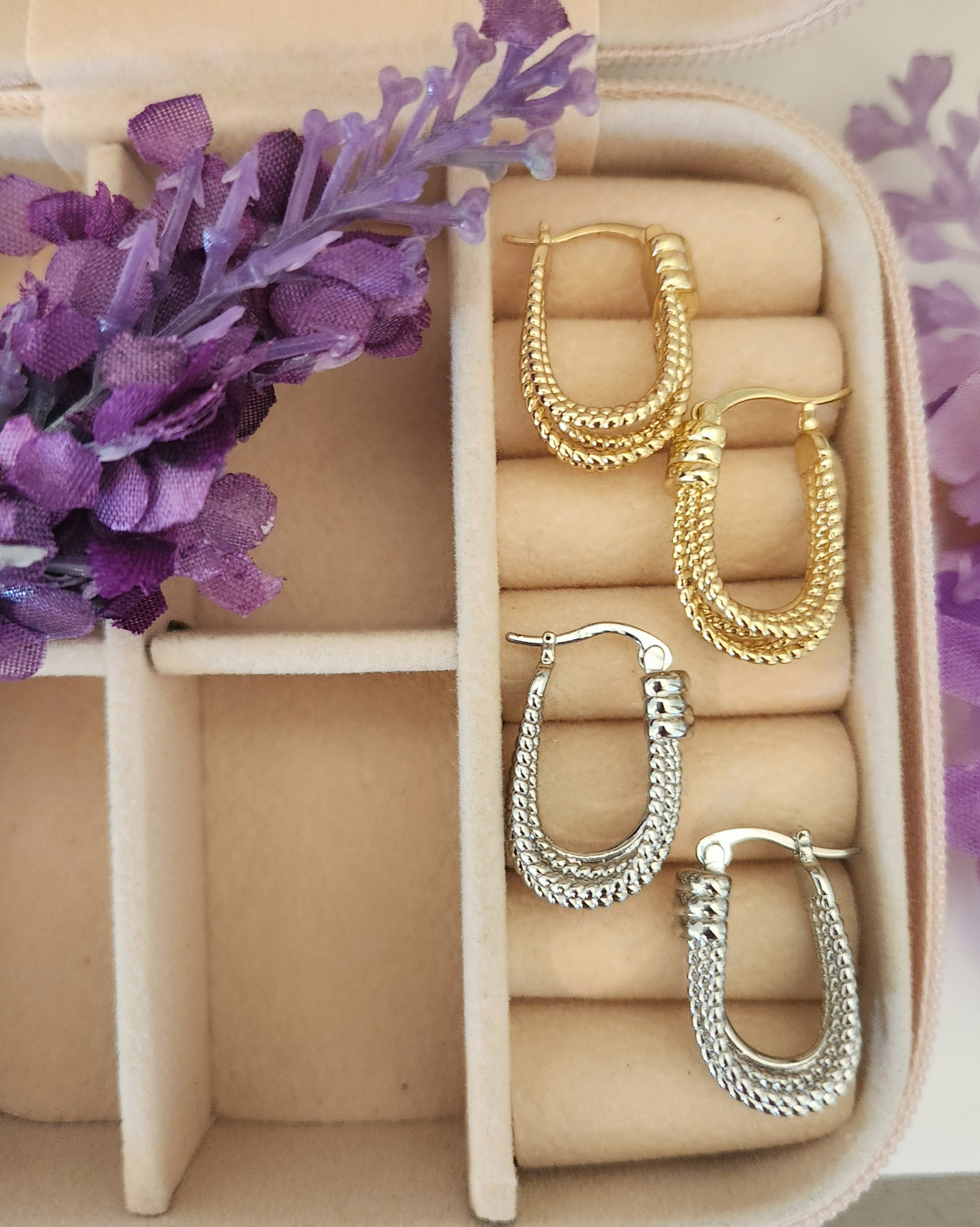 Rope Twist Oval Hoop Earrings