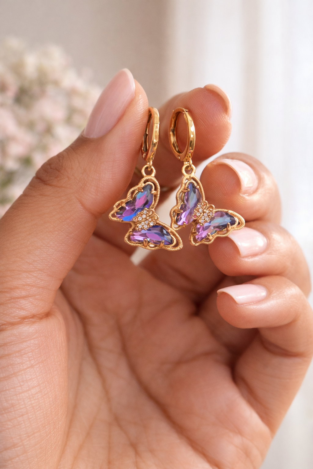 Large Crystal Butterfly Earrings- Multiple Colors