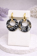 Bold Marble Pendant Earrings- 2 in 1