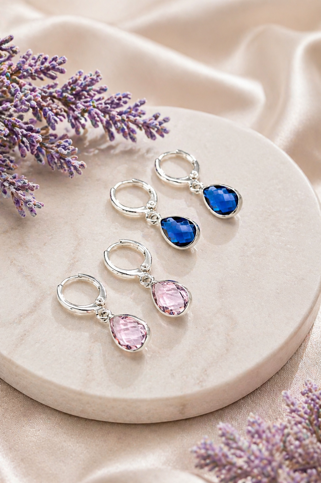 Birthstone Sterling Silver Earrings: Choose Month