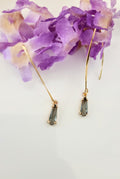 Gold Glass Stone Threader Earrings- Multiple Colors