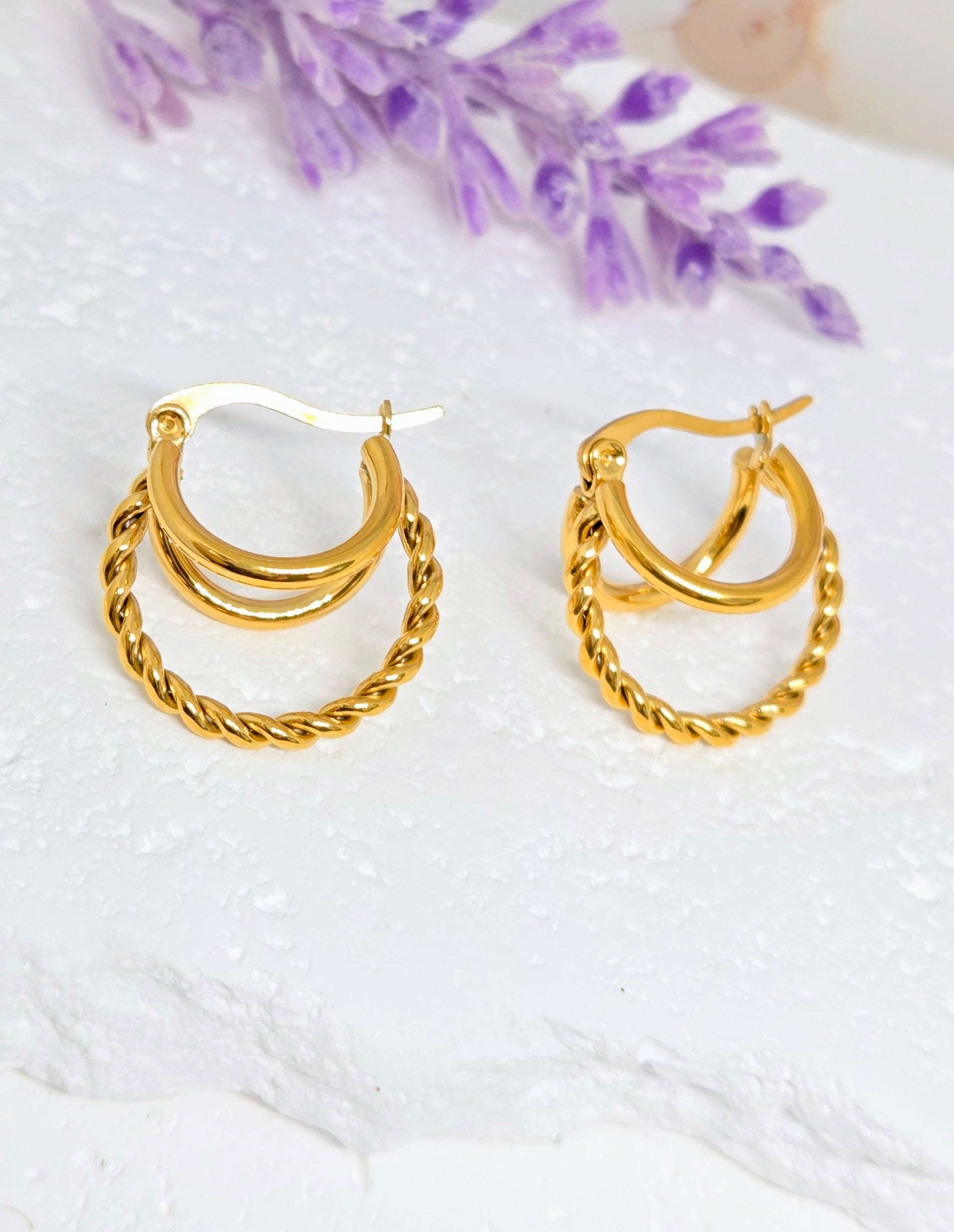 Twisted Triple Hoop Earrings