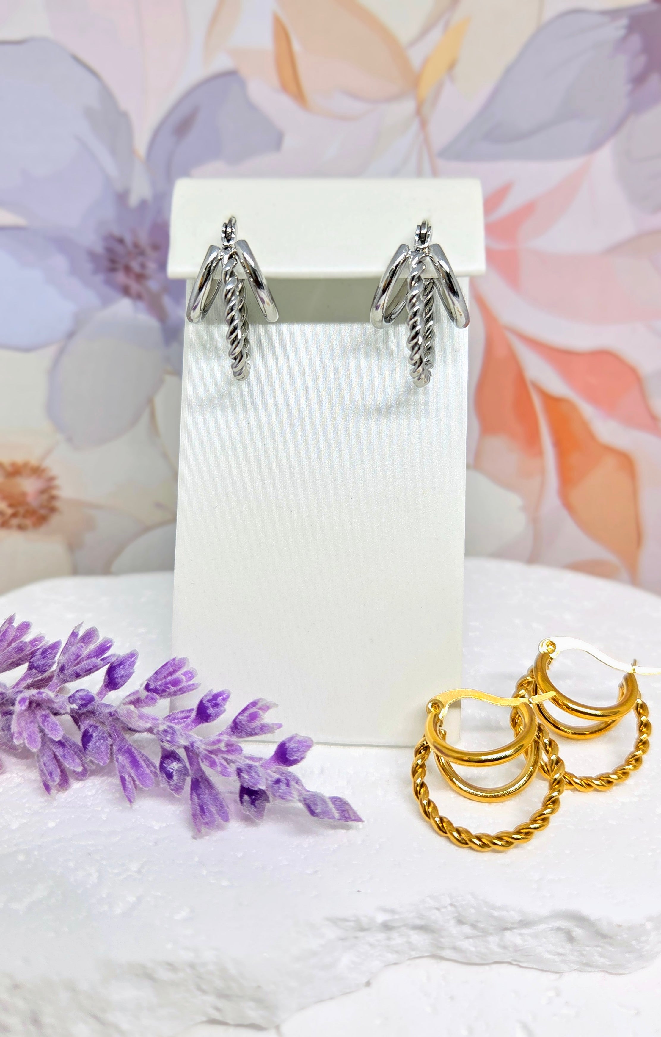Twisted Triple Hoop Earrings