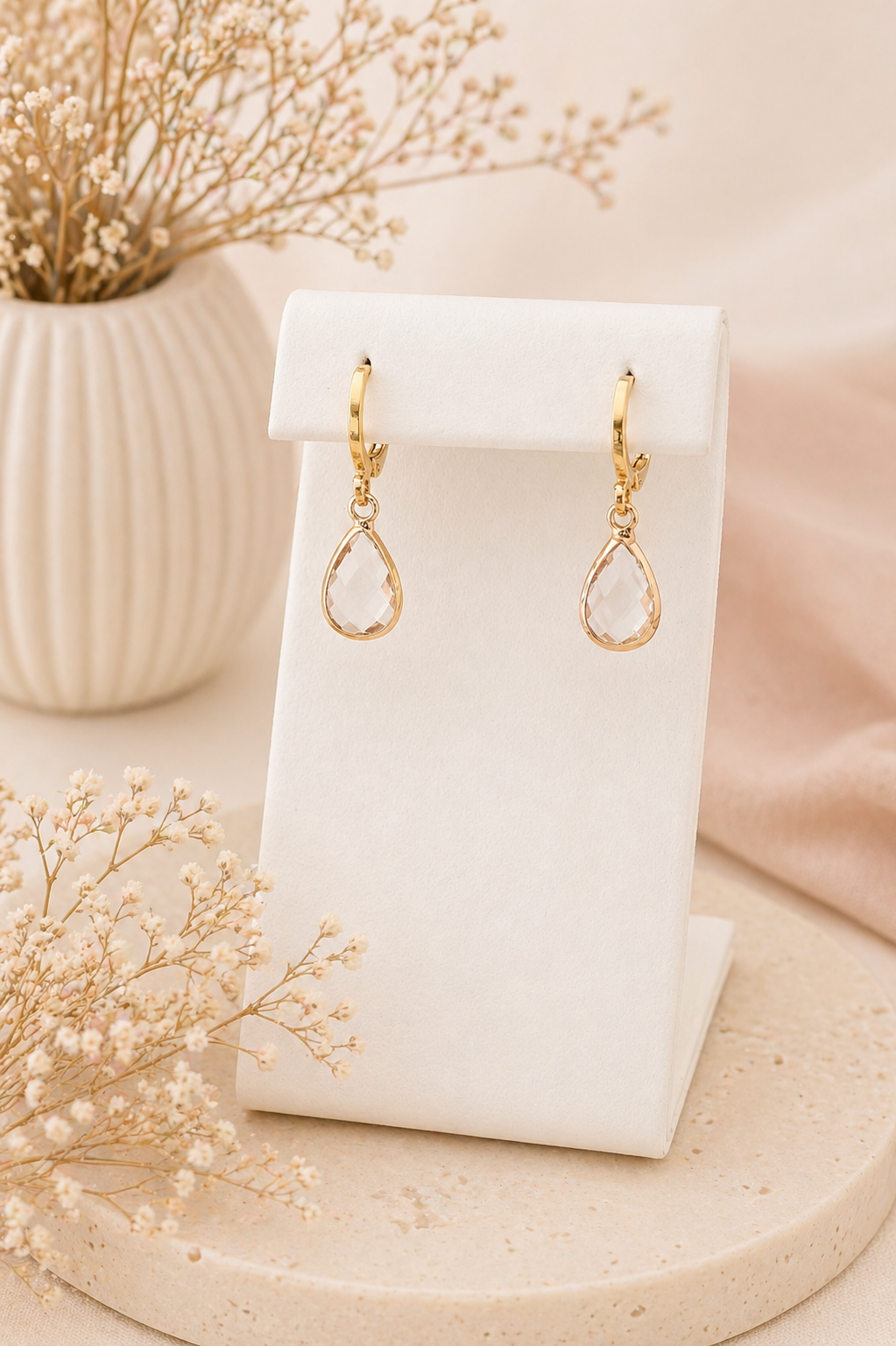 Birthstone Huggie Hoop Earrings– Dainty 18k Gold Drop in Every Month
