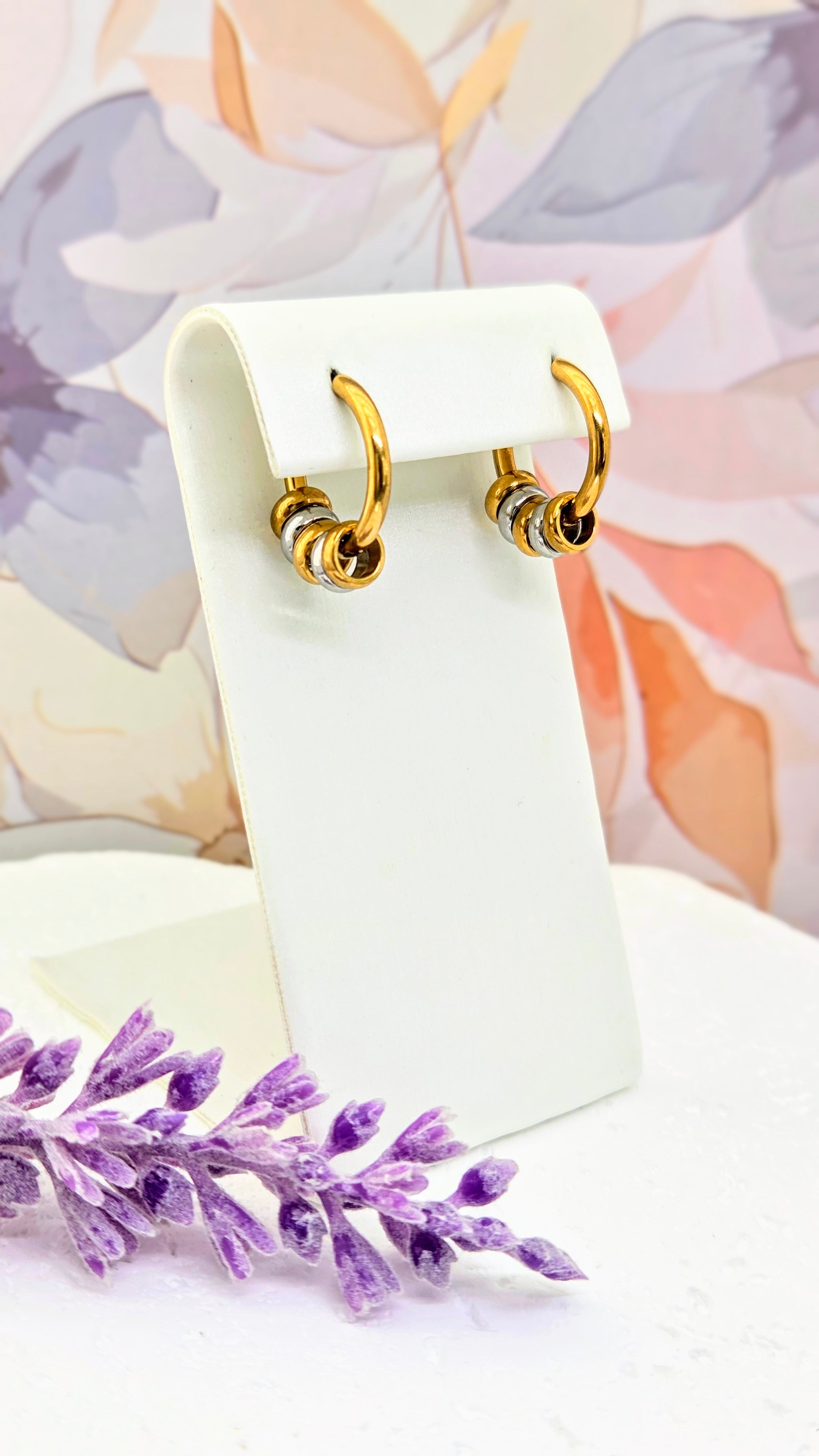 Mixed Metal Bead Hoops