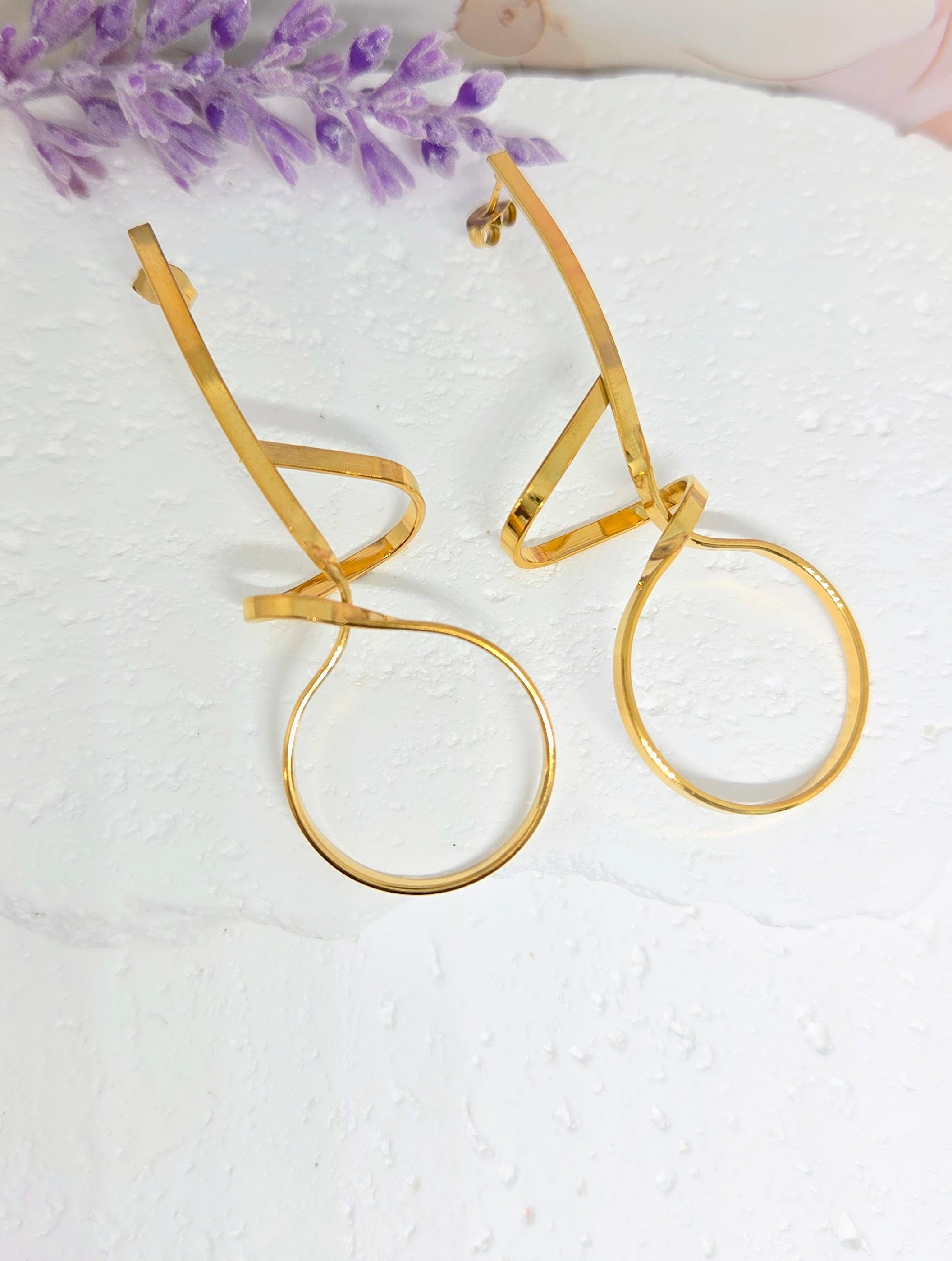 Modern Loop Drop Earrings-18k Gold or Silver Stainless Steel