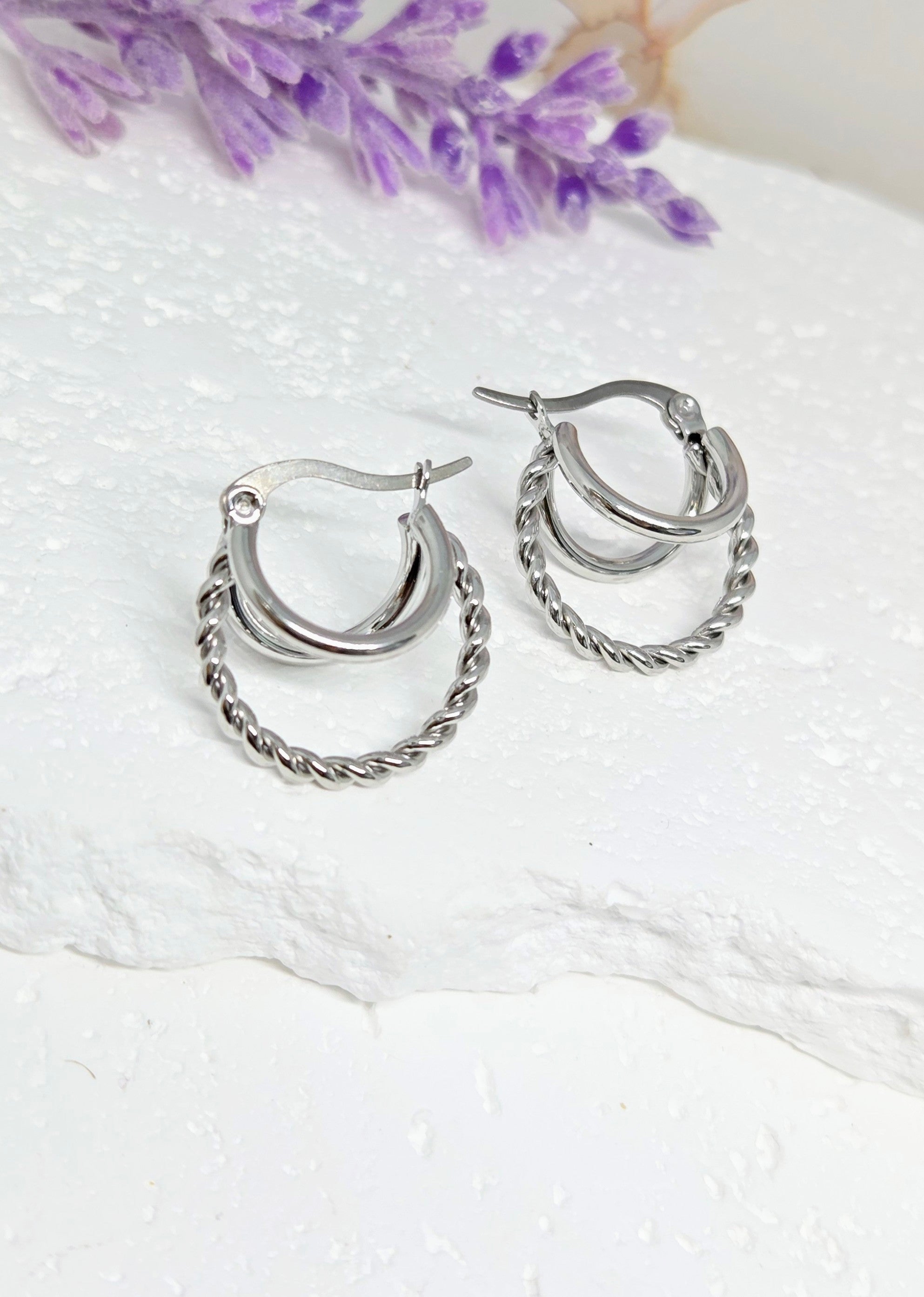 Twisted Triple Hoop Earrings