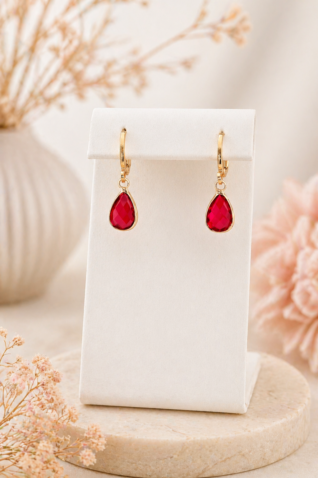 Birthstone Huggie Hoop Earrings– Dainty 18k Gold Drop in Every Month