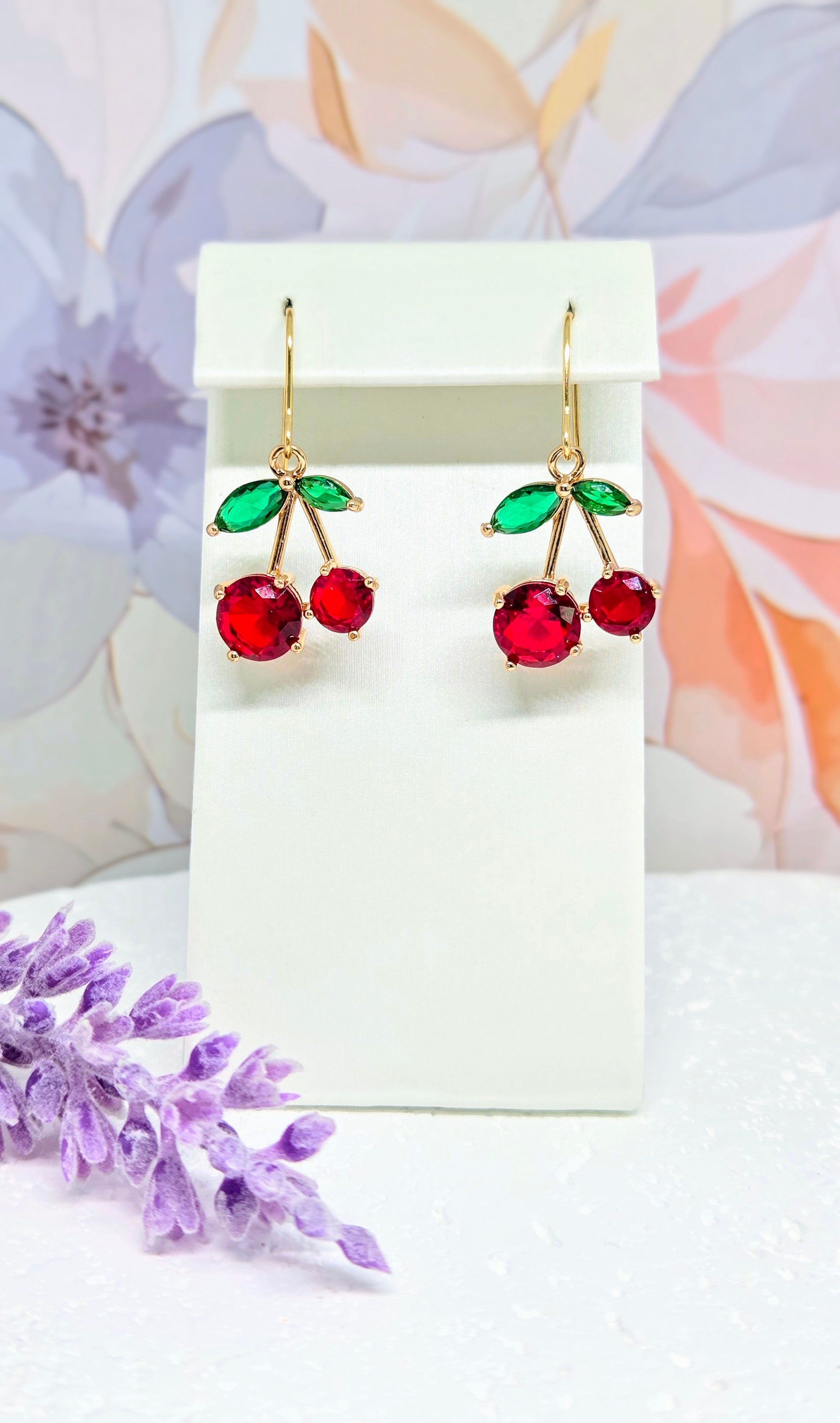 Cherry Crystal Drop Earrings